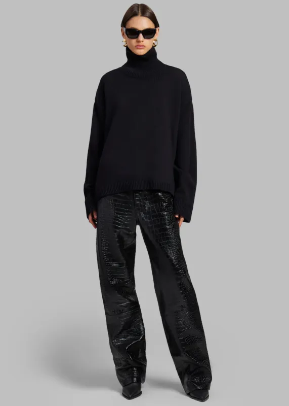 Bonnie Croc-Effect Pants - Black made by Frankie Shop