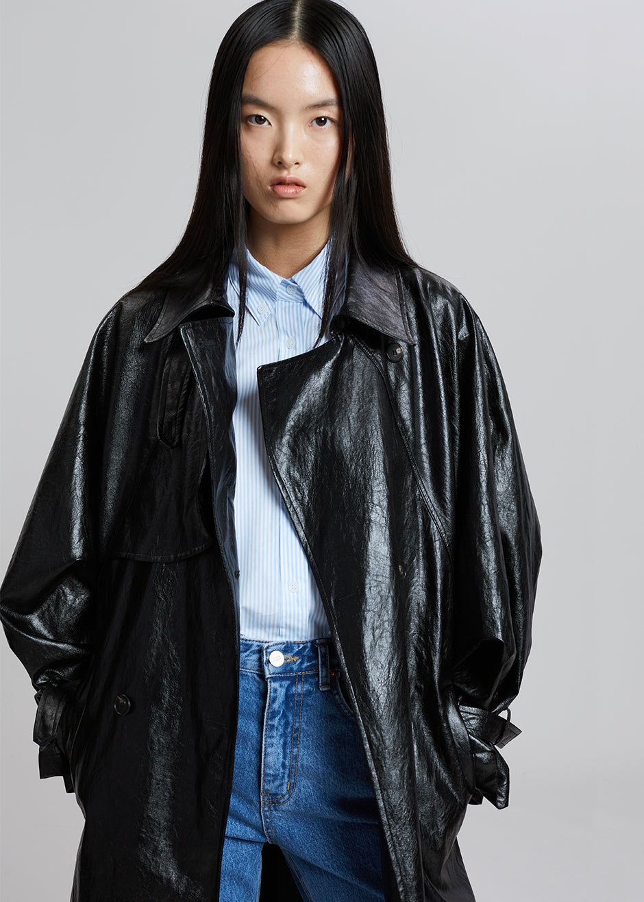 Reed Faux Leather Trench Coat - Black sold by Frankie Shop product image thumbnail 5