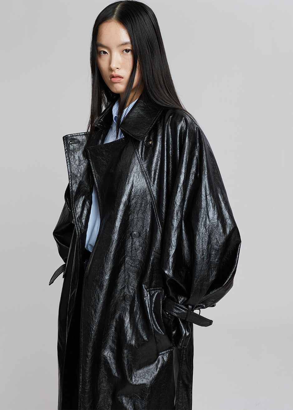 Reed Faux Leather Trench Coat - Black sold by Frankie Shop product image thumbnail 2