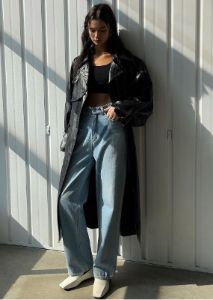 Reed Faux Leather Trench Coat - Black sold by Frankie Shop