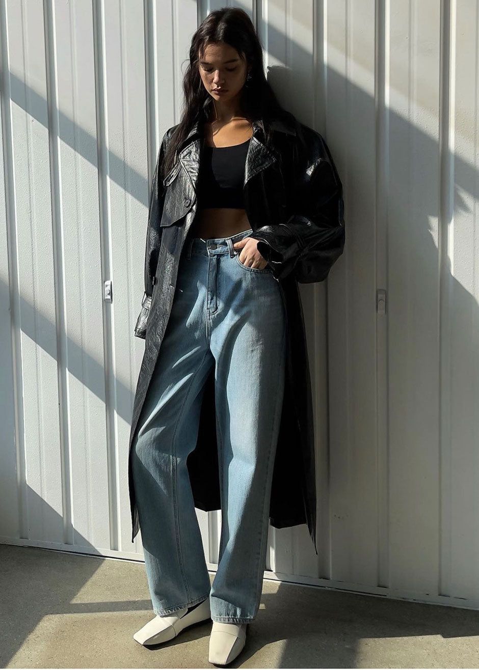 Reed Faux Leather Trench Coat - Black sold by Frankie Shop product image thumbnail 8