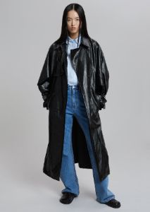 Reed Faux Leather Trench Coat - Black sold by Frankie Shop
