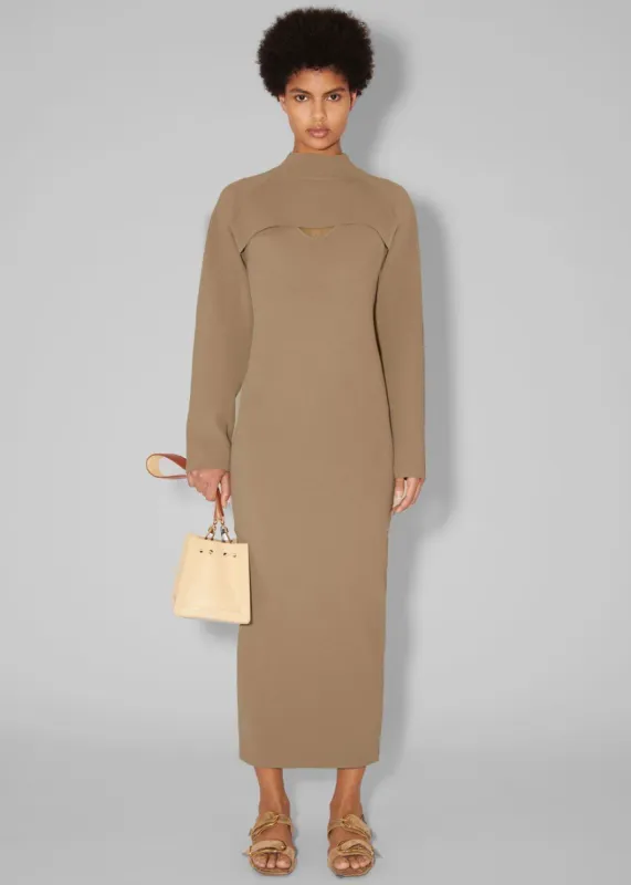 Nanushka Noa Knit Dress - Light Khaki made by Frankie Shop