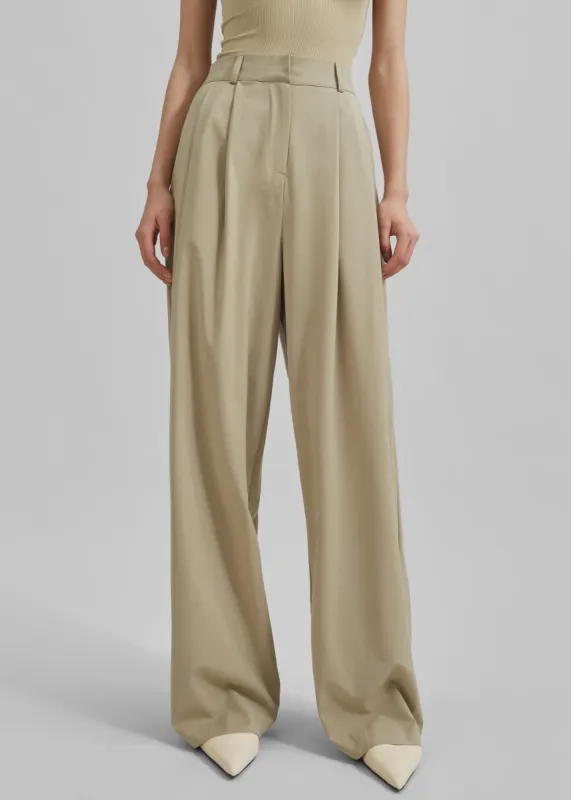 Livvy Pleated Trousers - Beige sold by Frankie Shop