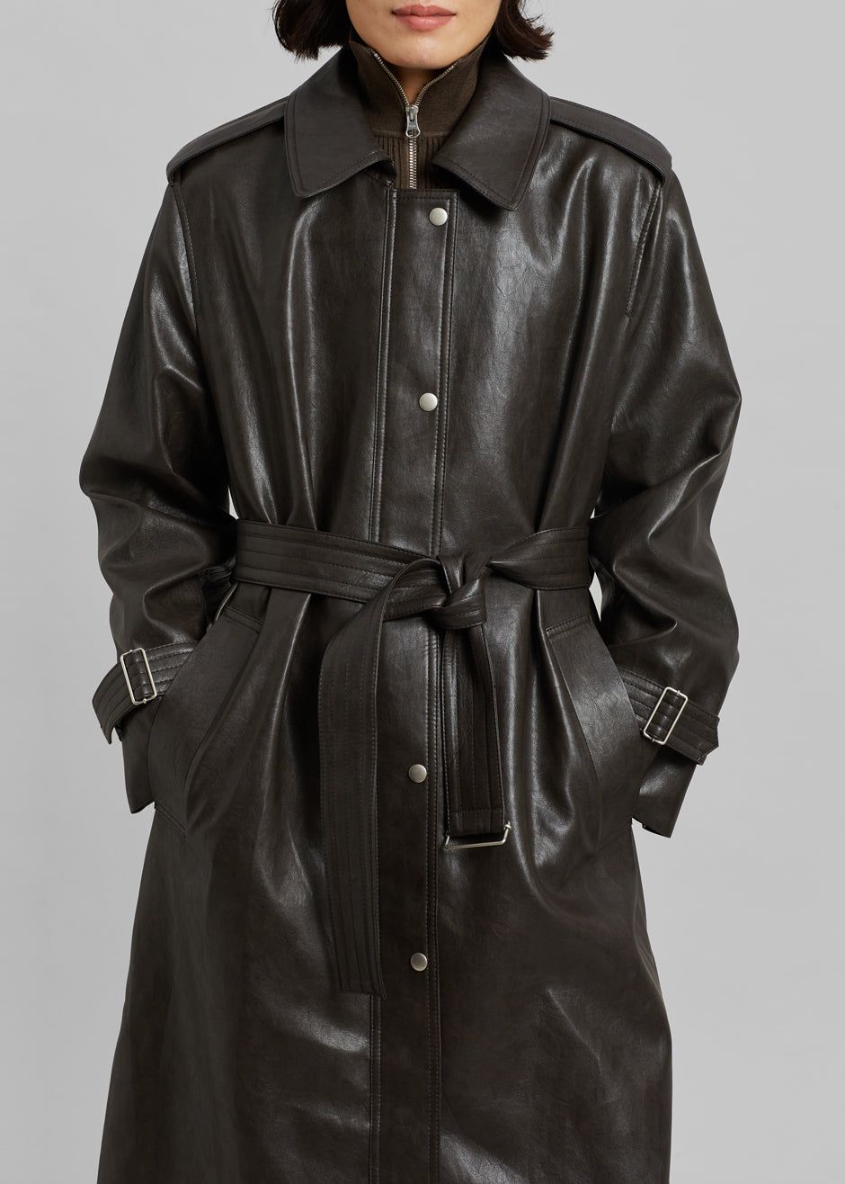 Armin Faux-Leather Trench Coat - Brown sold by Frankie Shop product image thumbnail 3