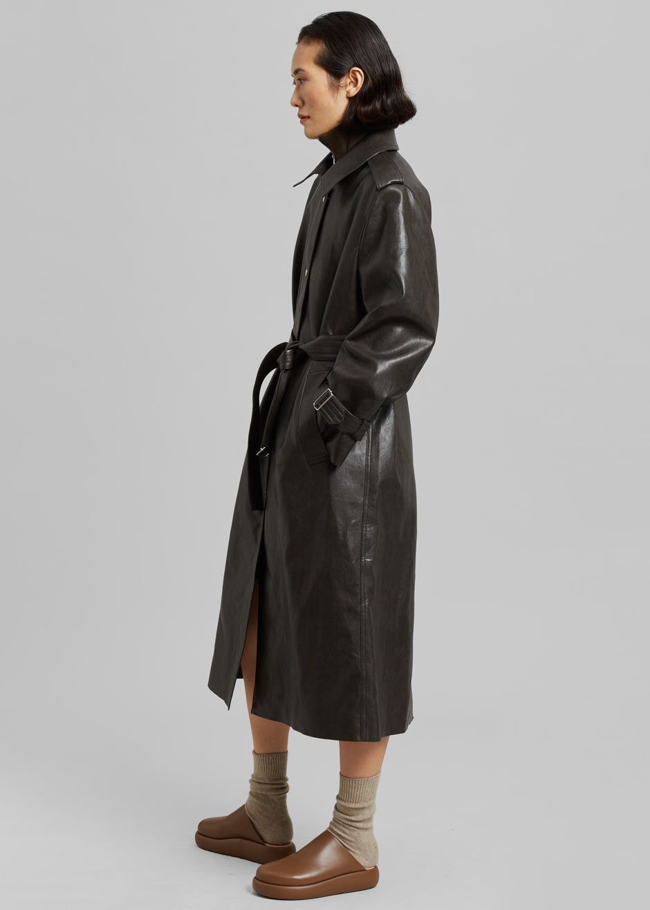 Armin Faux-Leather Trench Coat - Brown sold by Frankie Shop product image thumbnail 6