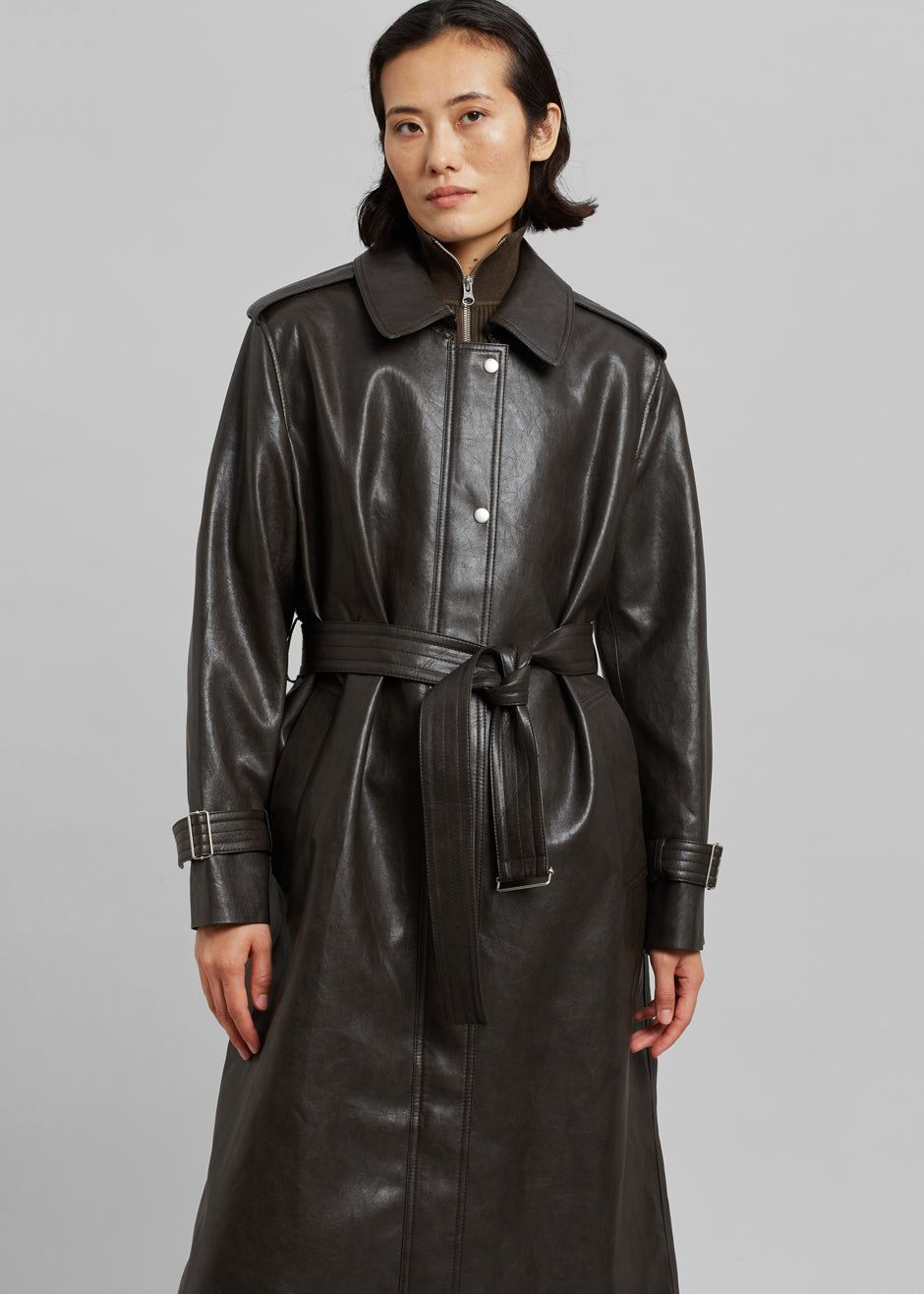 Armin Faux-Leather Trench Coat - Brown sold by Frankie Shop product image thumbnail 5