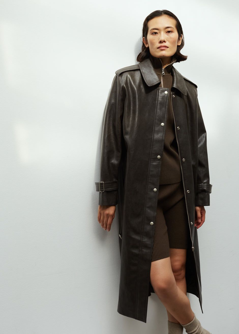 Armin Faux-Leather Trench Coat - Brown sold by Frankie Shop product image thumbnail 7