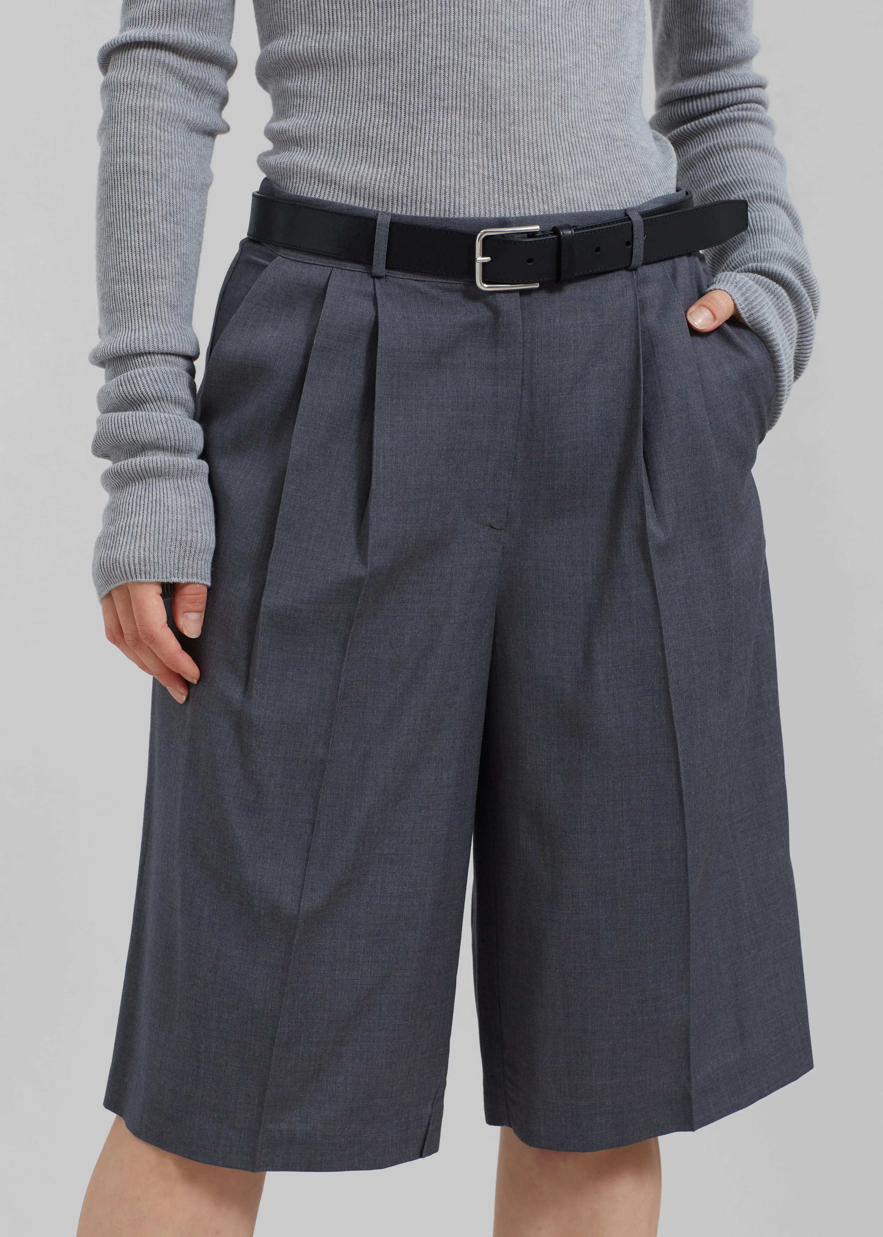 Wilma Pleated Bermuda Shorts - Grey sold by Frankie Shop product image thumbnail 3