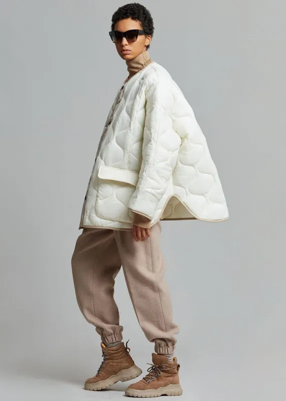 Teddy Quilted Jacket - Ivory/Clay sold by Frankie Shop