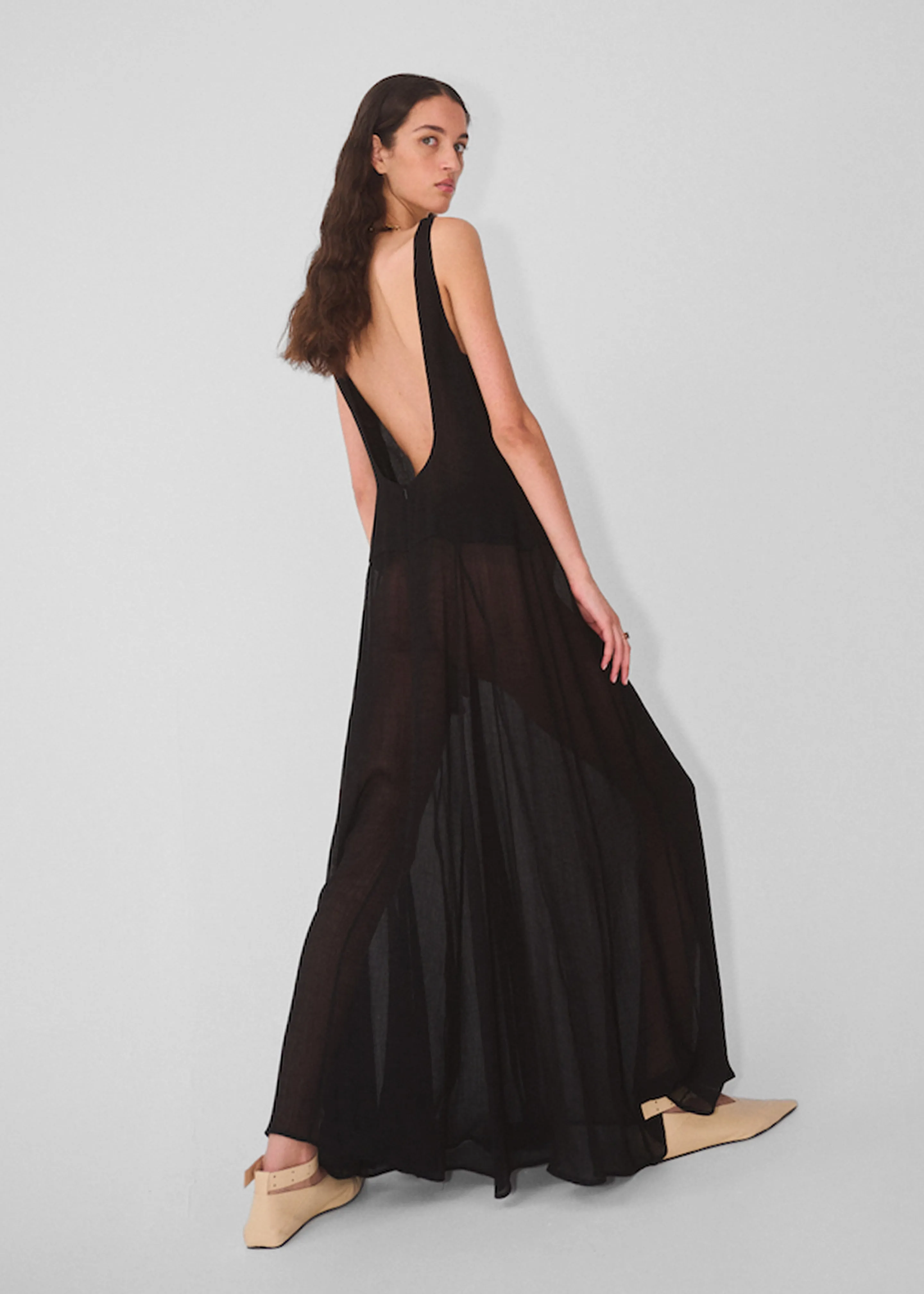 Matin Trieste Low Back Dress - Black Japanese Gauze sold by Frankie Shop
