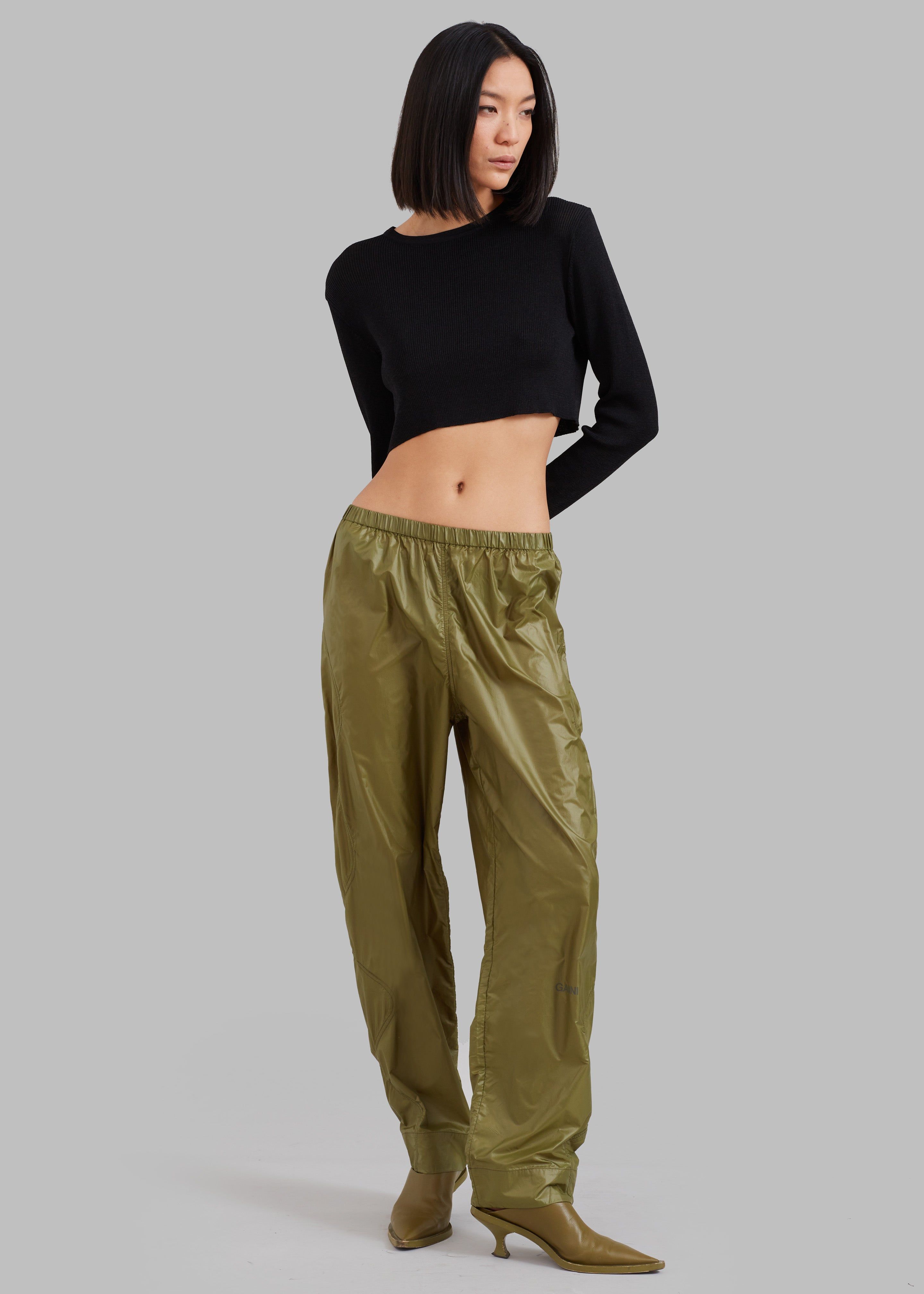 GANNI Shiny Quilt Elasticated Pants - Spaghnum sold by Frankie Shop product image thumbnail 3
