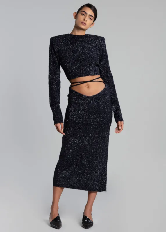 ROTATE Glitter Knit Pencil Skirt - Blue Nights made by Frankie Shop