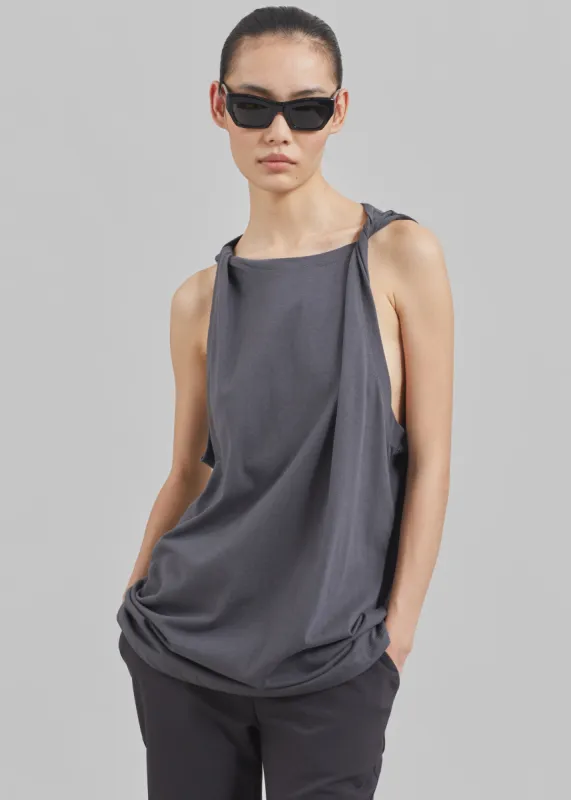 Erika Twisted Sleeve Tank - Charcoal sold by Frankie Shop
