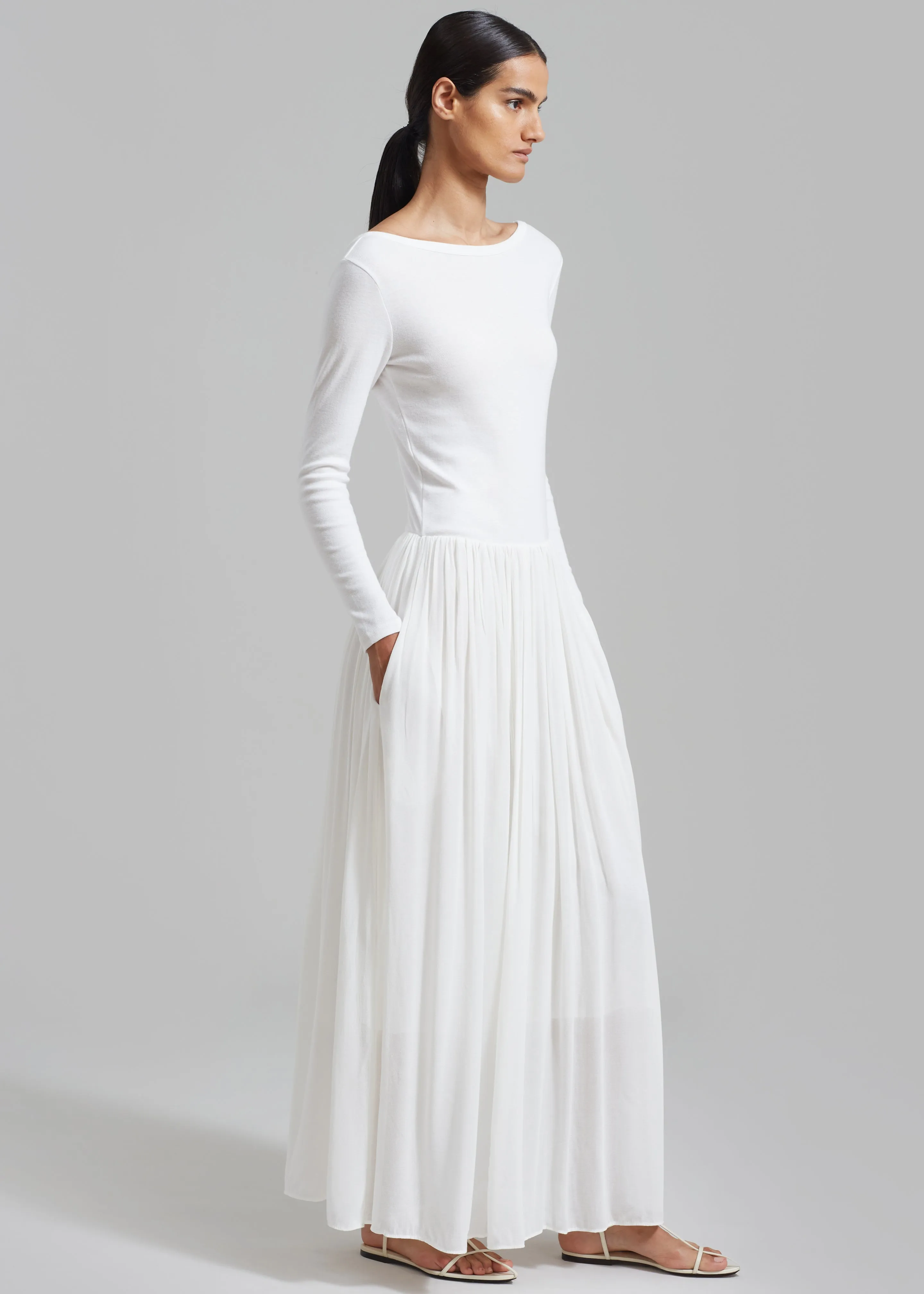 Odette Gathered Skirt Maxi Dress - White sold by Frankie Shop product image thumbnail 5