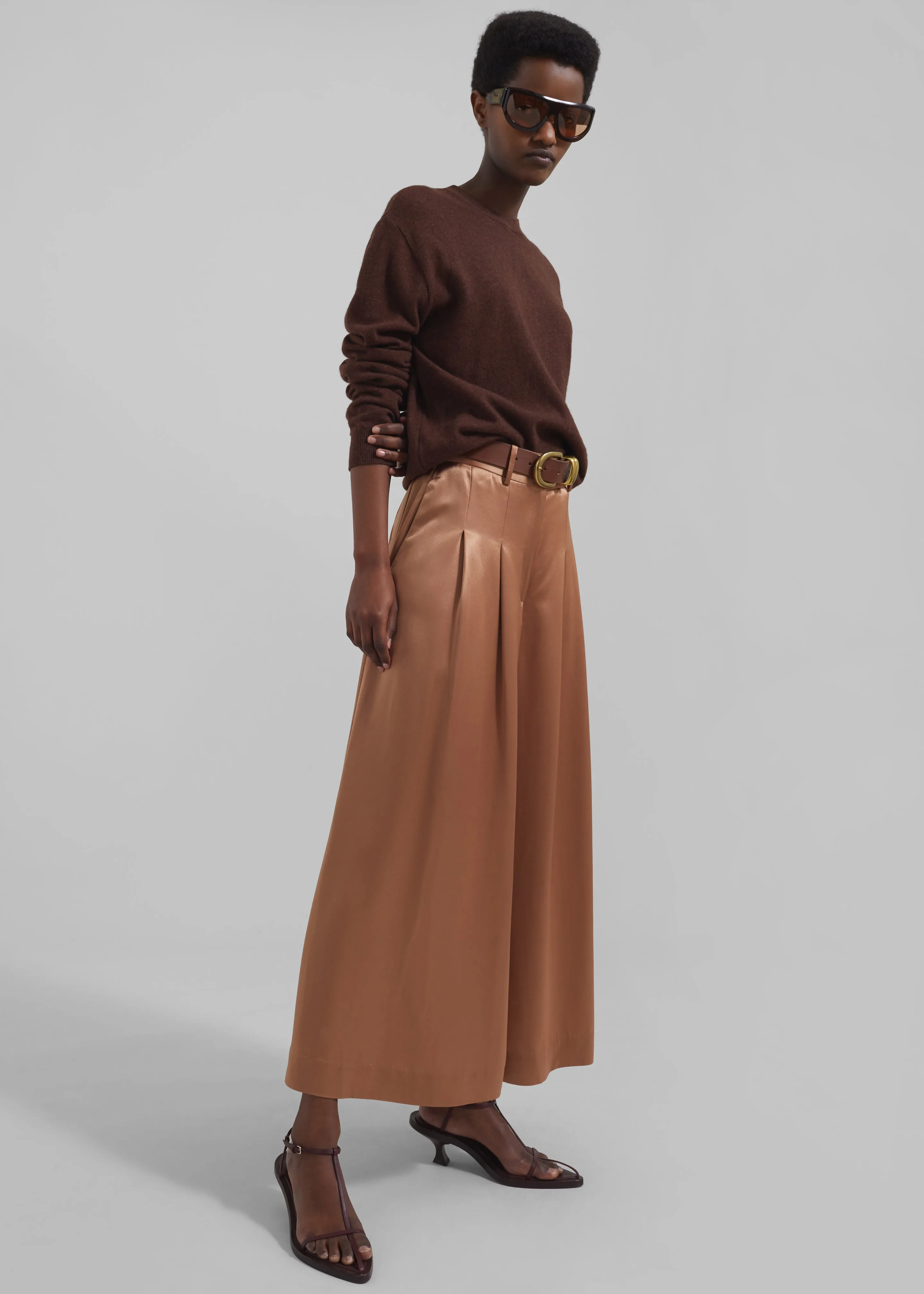 By Malene Birger Dorite Wide-Leg Trousers - Tobacco Brown sold by Frankie Shop product image thumbnail 5