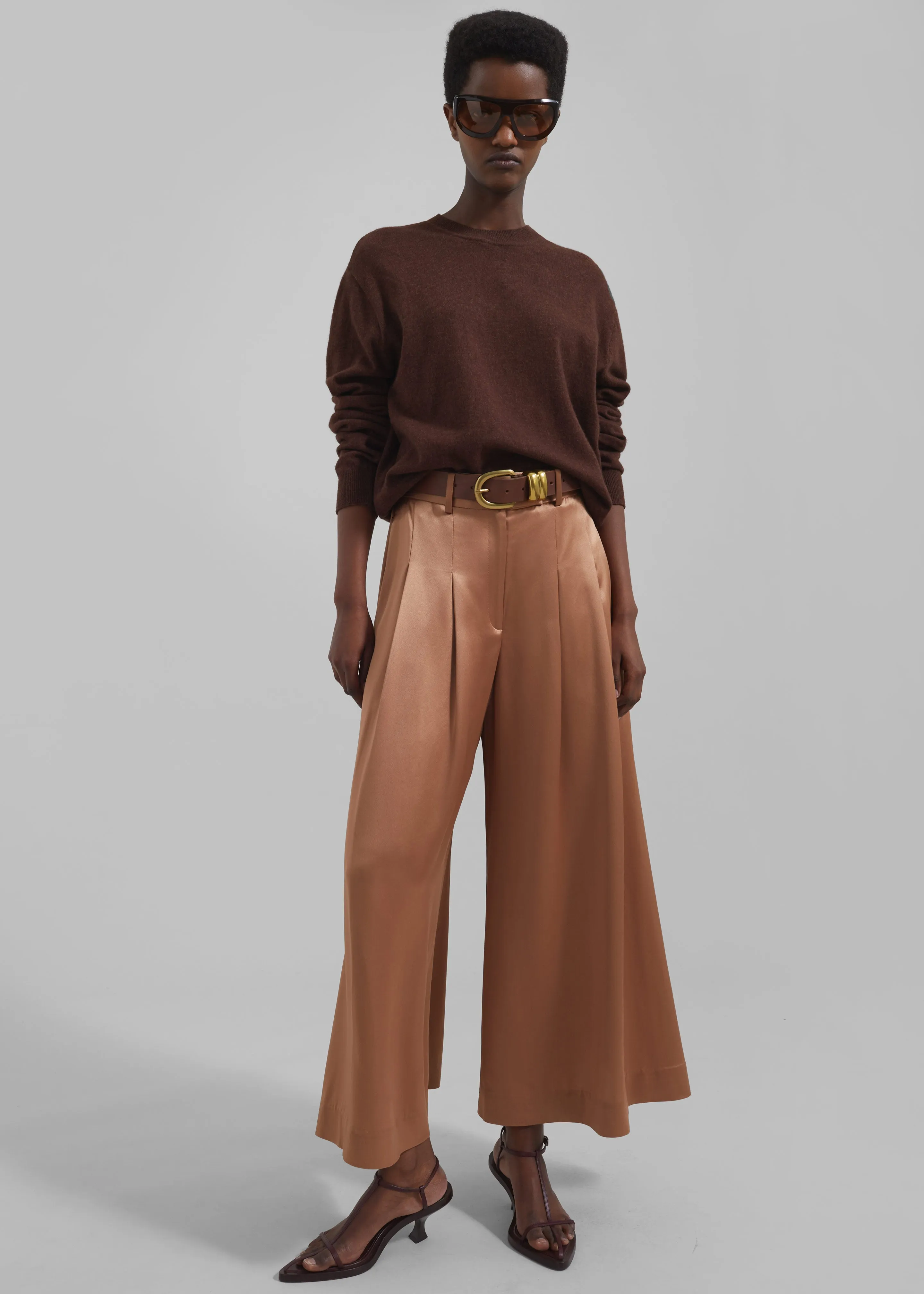 By Malene Birger Dorite Wide-Leg Trousers - Tobacco Brown sold by Frankie Shop