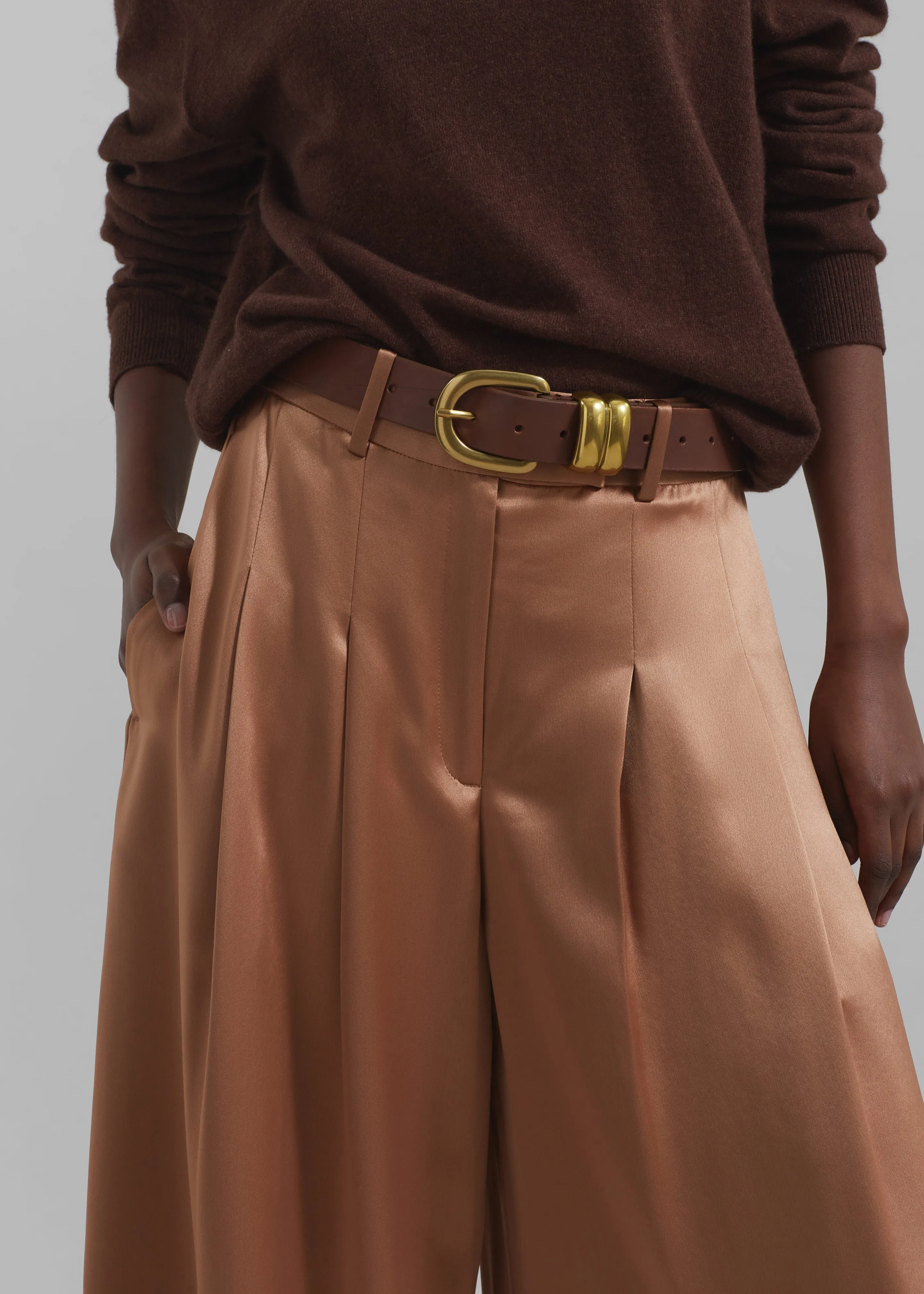 By Malene Birger Dorite Wide-Leg Trousers - Tobacco Brown sold by Frankie Shop product image thumbnail 2