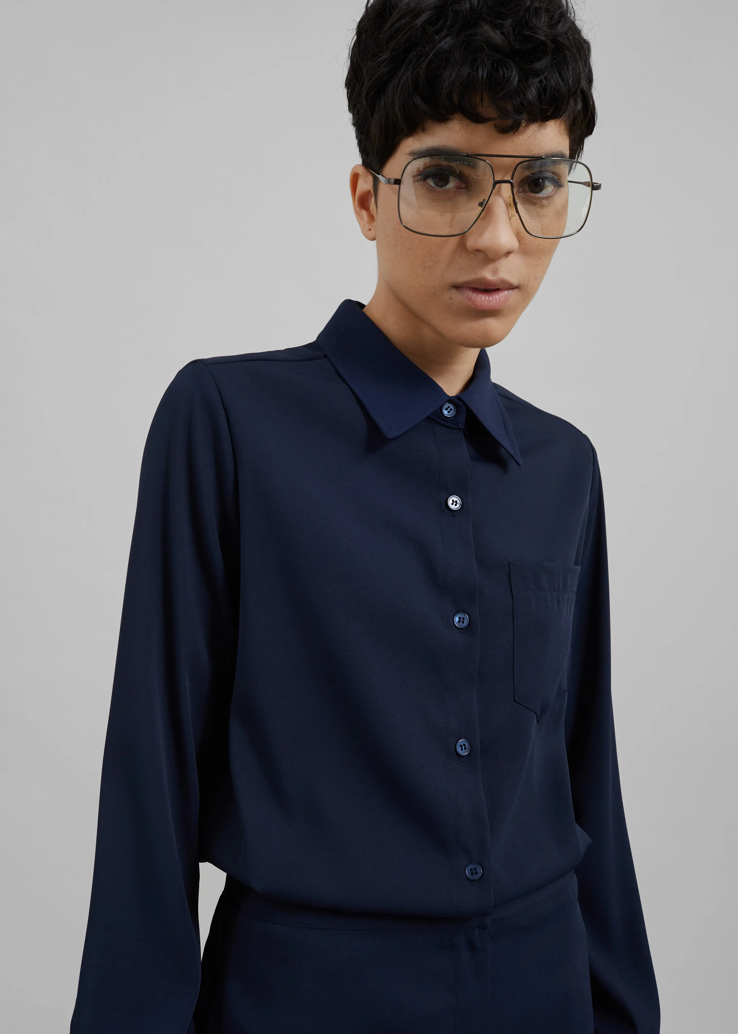 Robyn Button Up Romper - Navy sold by Frankie Shop product image thumbnail 4