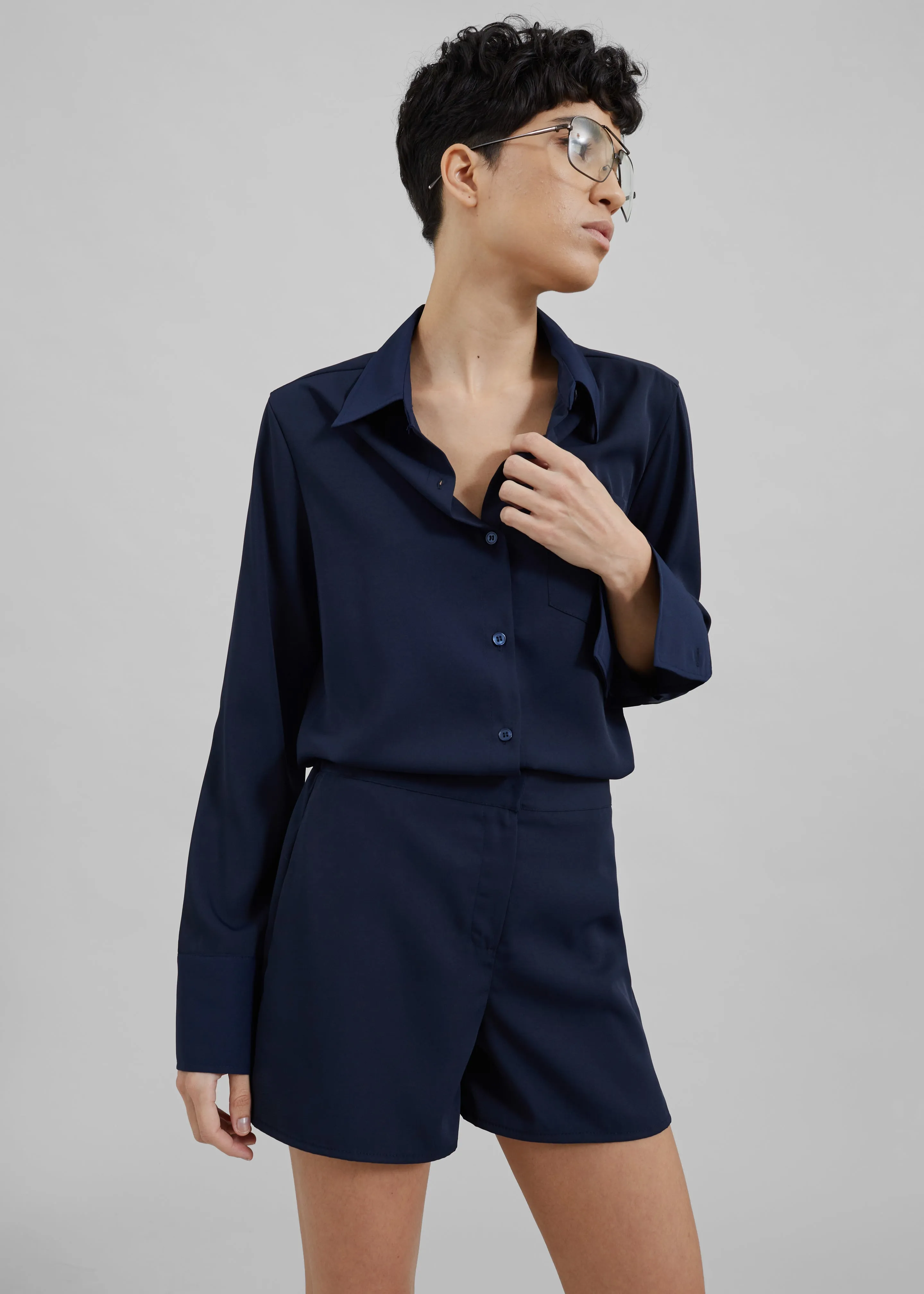 Robyn Button Up Romper - Navy sold by Frankie Shop product image thumbnail 2