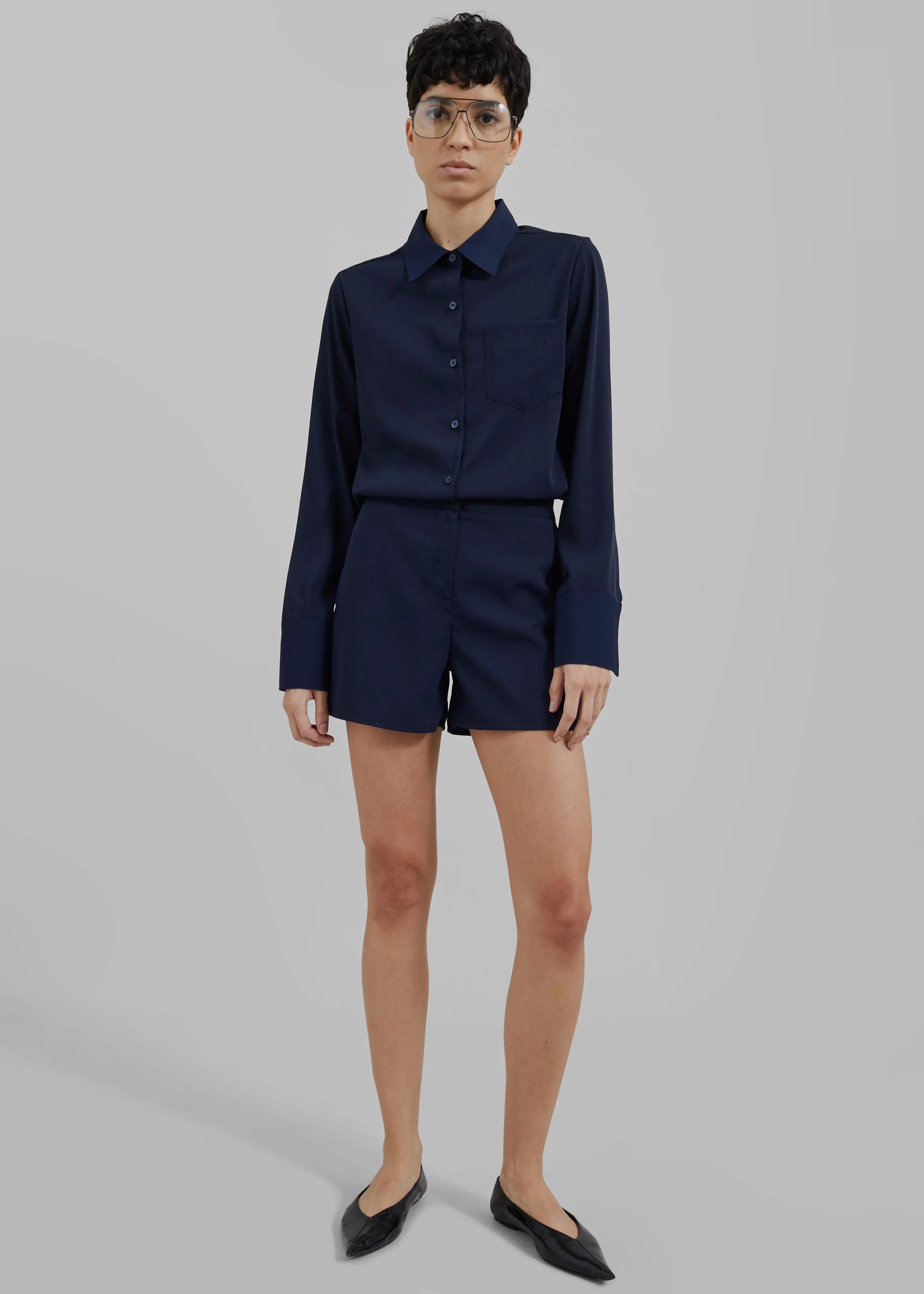Robyn Button Up Romper - Navy sold by Frankie Shop product image thumbnail 3