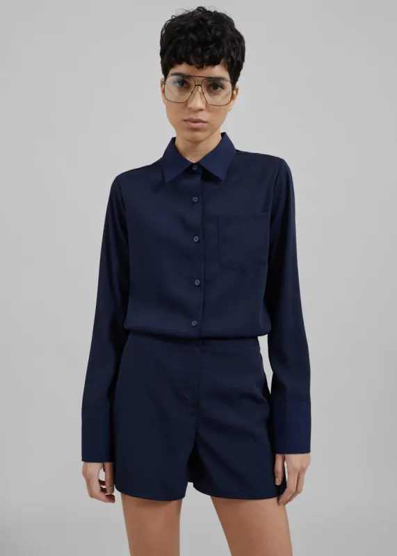 Robyn Button Up Romper - Navy sold by Frankie Shop