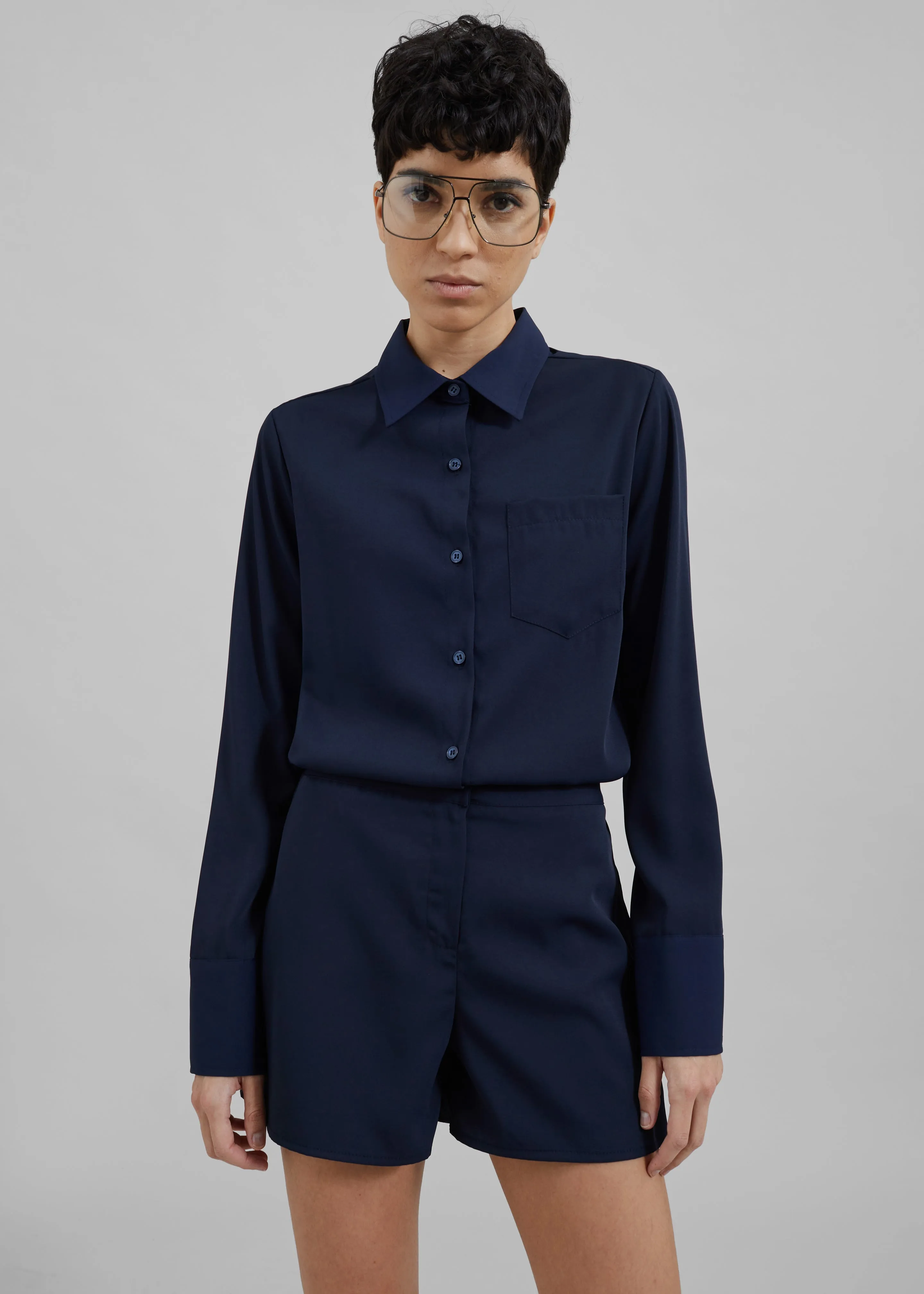 Robyn Button Up Romper - Navy sold by Frankie Shop