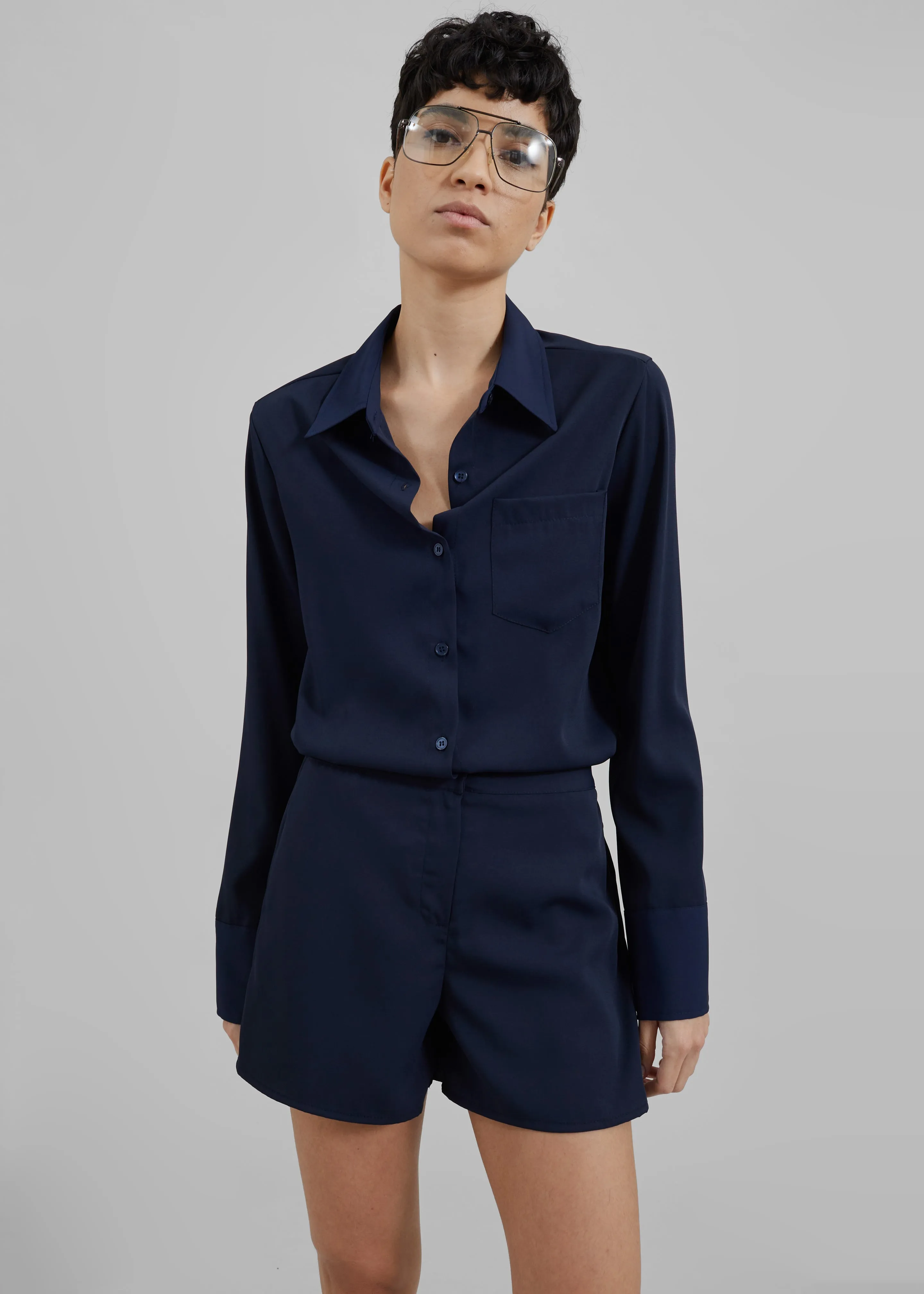 Robyn Button Up Romper - Navy sold by Frankie Shop product image thumbnail 5