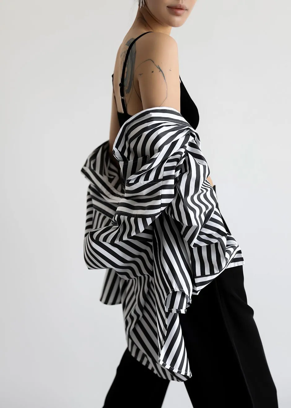 Sylvia Striped Oxford Shirt - Faded Black/White sold by Frankie Shop product image thumbnail 2