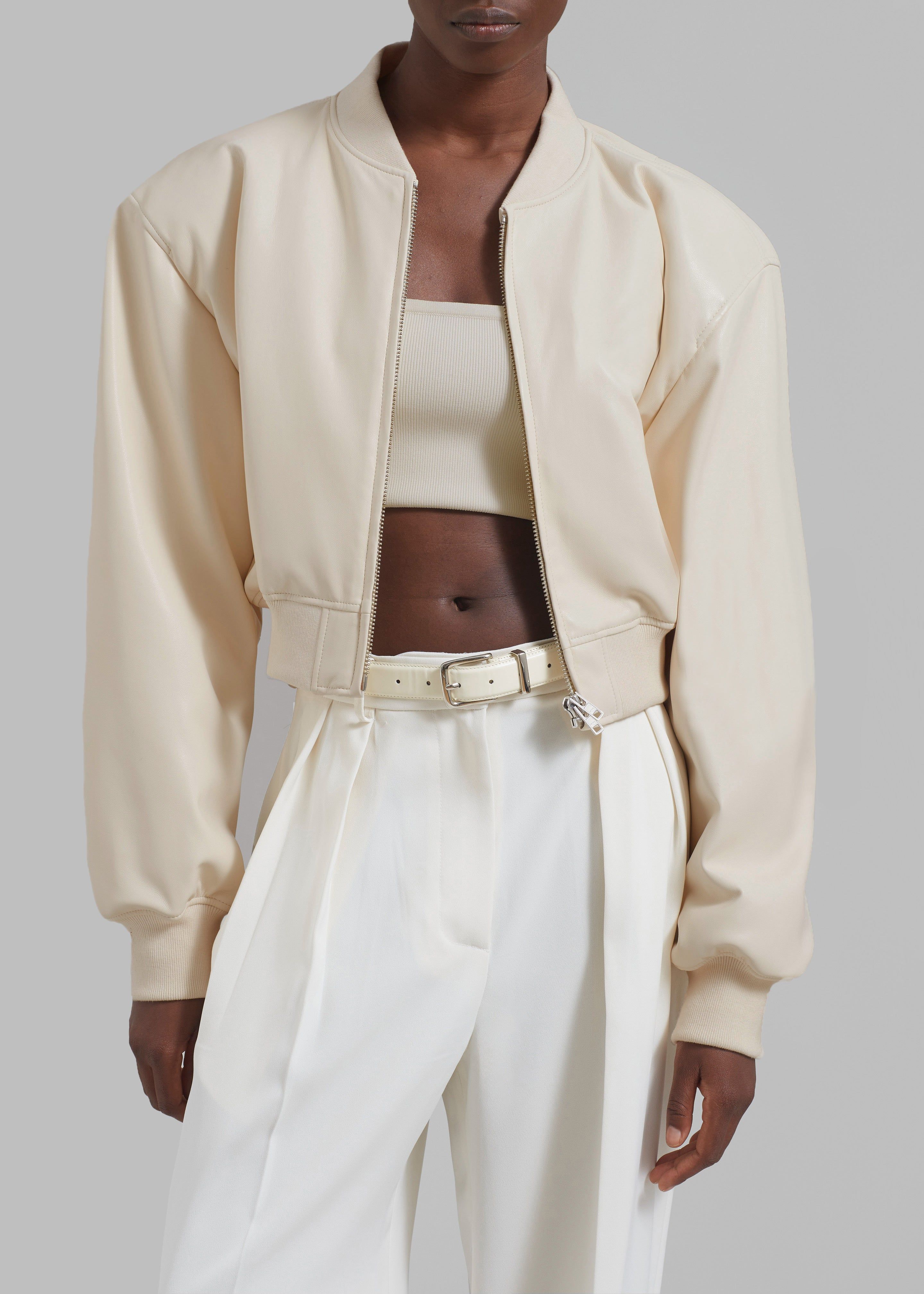 Micky Faux Leather Cropped Bomber - Mastic sold by Frankie Shop product image thumbnail 2