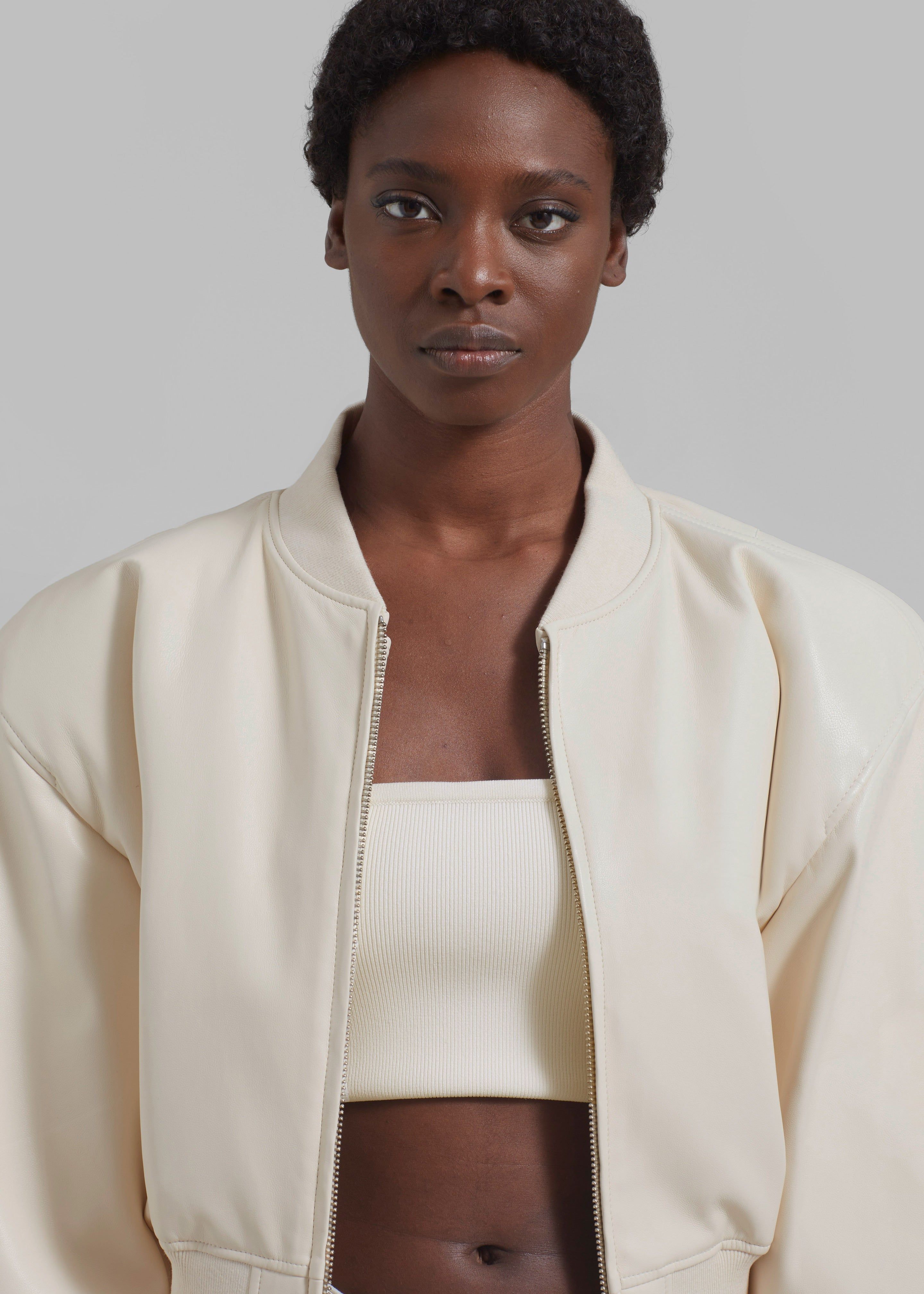 Micky Faux Leather Cropped Bomber - Mastic sold by Frankie Shop product image thumbnail 4