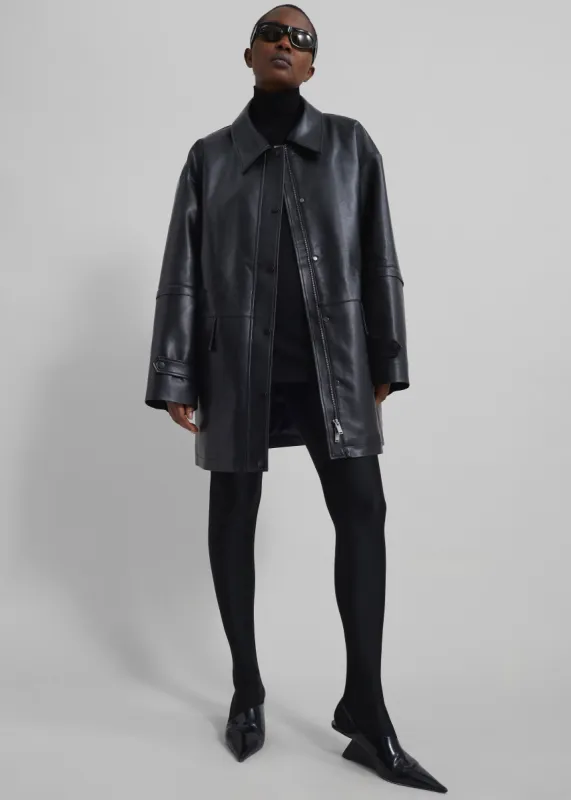 Augusta Faux Leather Coat - Black made by Frankie Shop