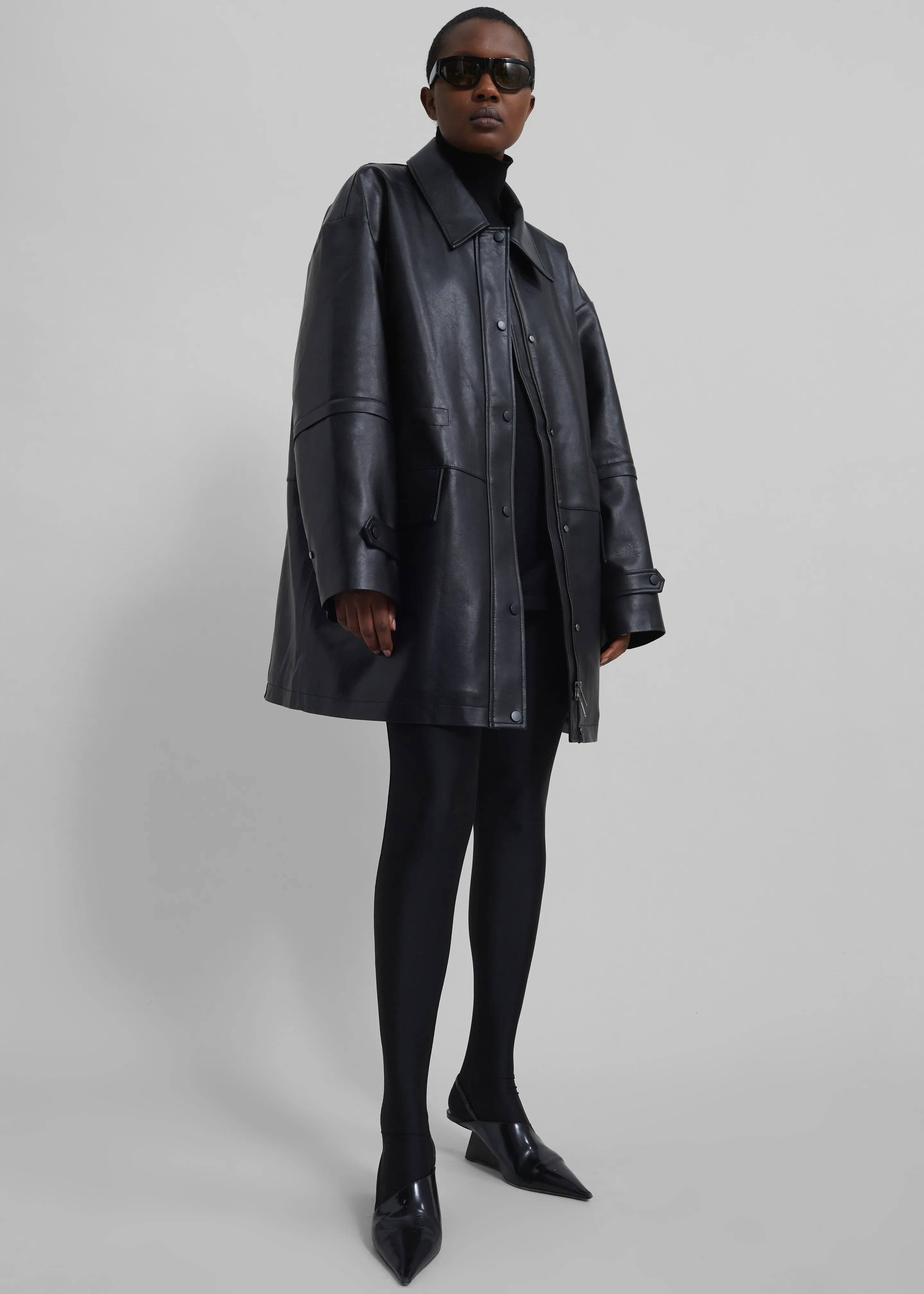 Augusta Faux Leather Coat - Black sold by Frankie Shop product image thumbnail 3