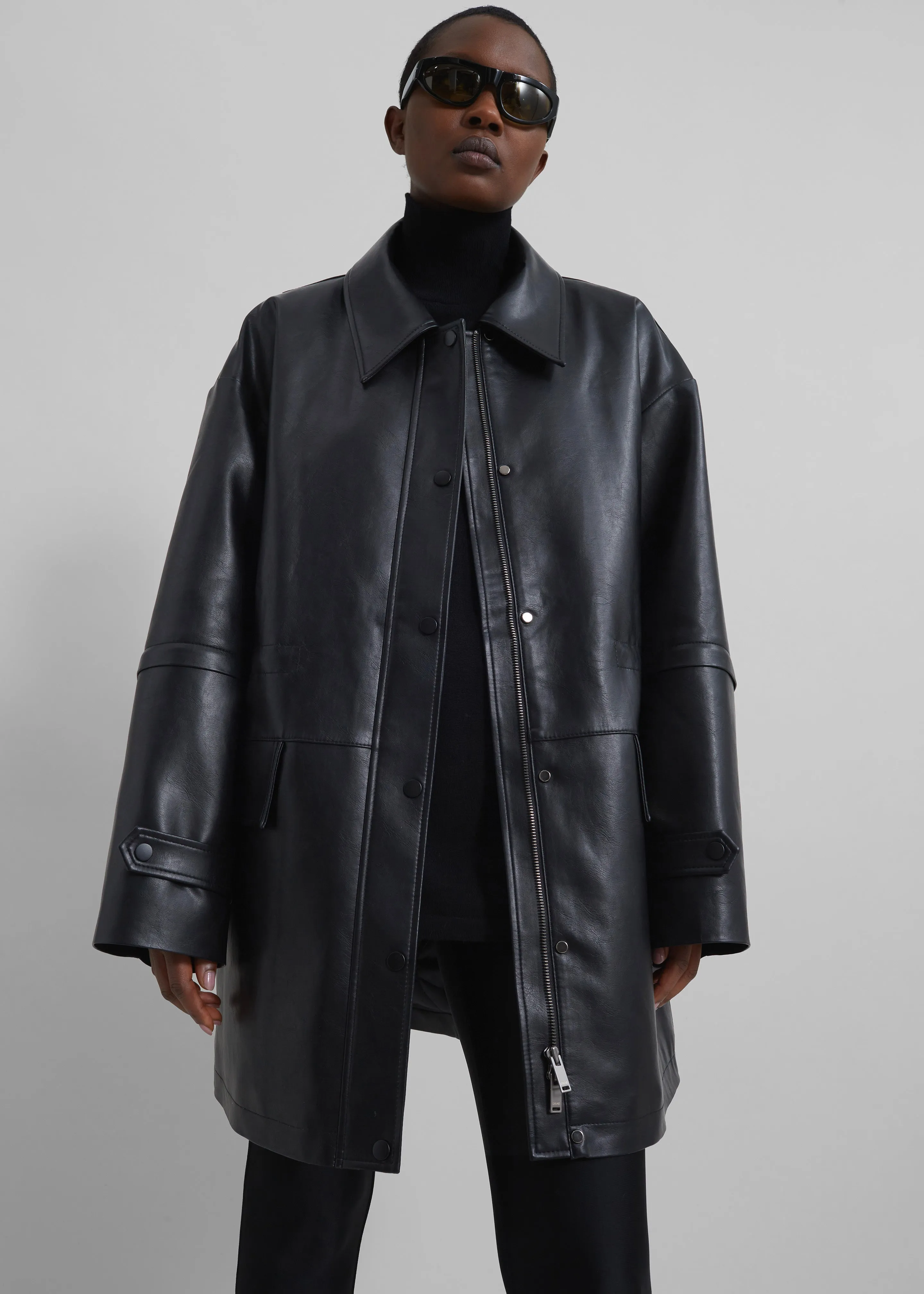 Augusta Faux Leather Coat - Black sold by Frankie Shop product image thumbnail 4