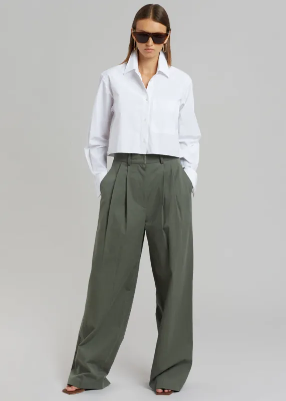 Tansy Cotton Pants - Olive sold by Frankie Shop