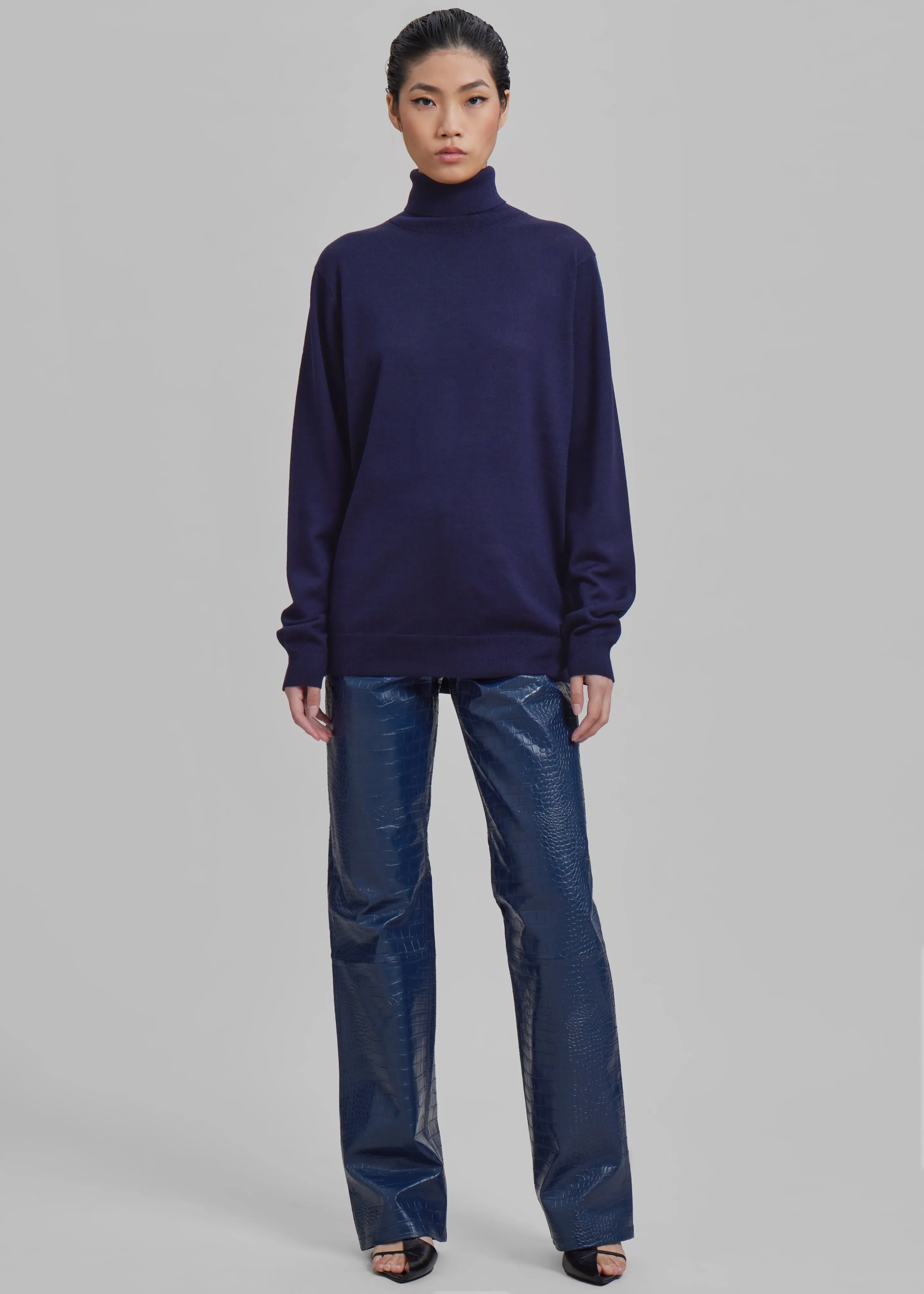 Ines Thin Padded Turtleneck - Navy sold by Frankie Shop product image thumbnail 2