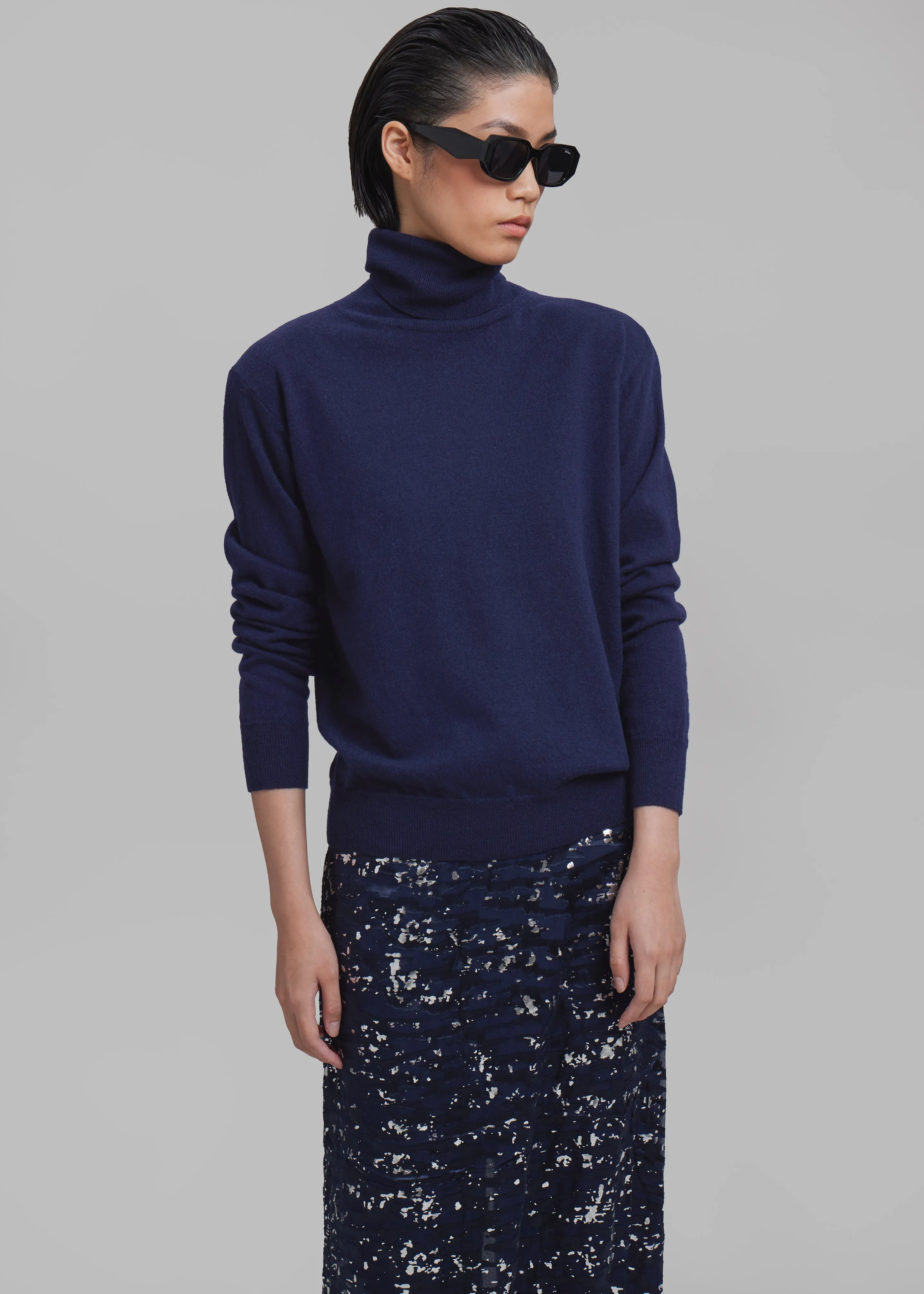 Ines Thin Padded Turtleneck - Navy sold by Frankie Shop product image thumbnail 4