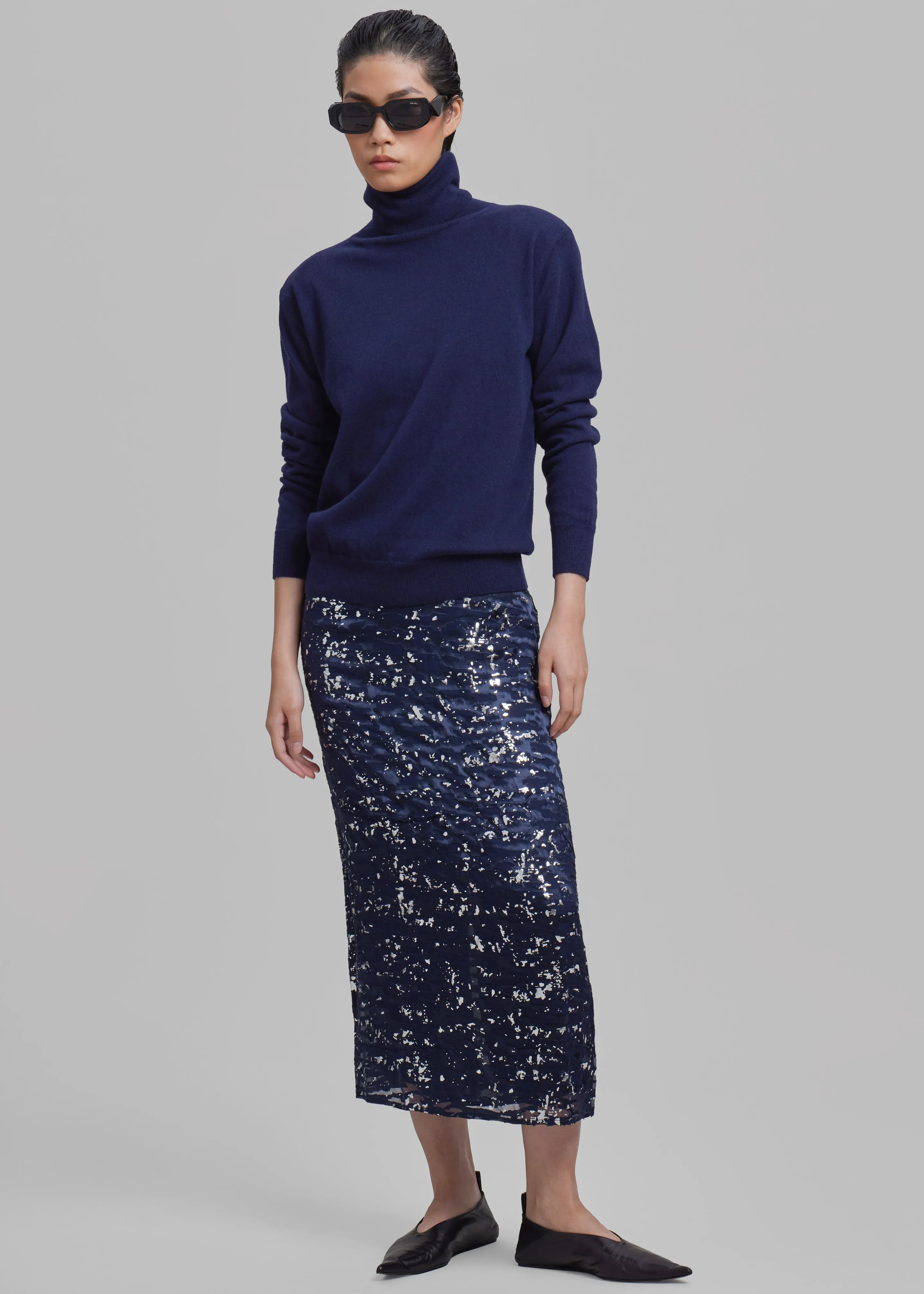 Ines Thin Padded Turtleneck - Navy sold by Frankie Shop product image thumbnail 3