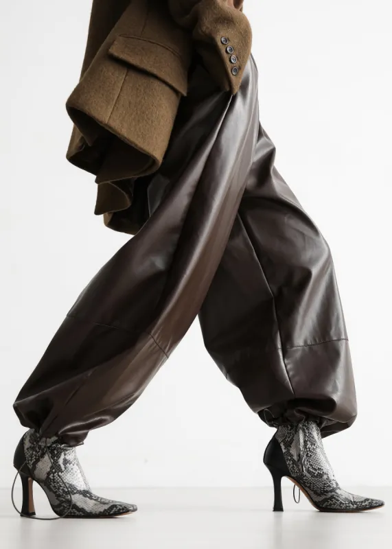 Briar Faux Leather Balloon Pants - Brown sold by Frankie Shop