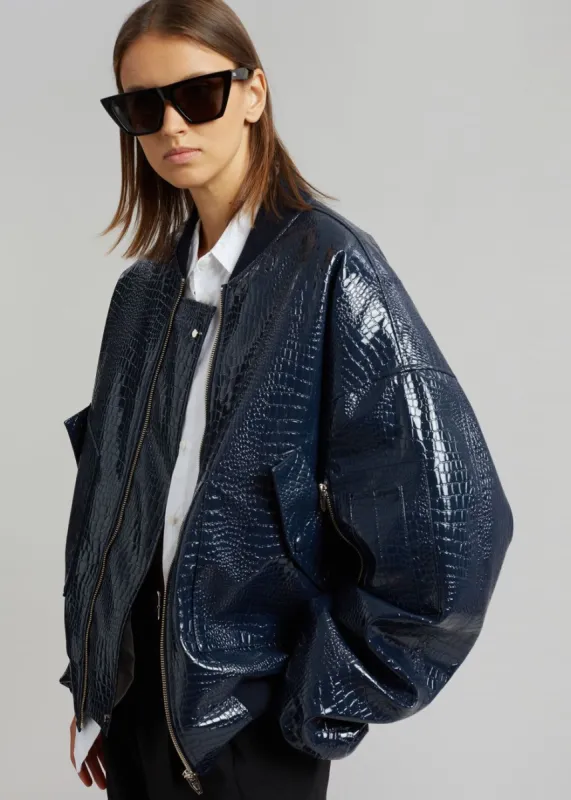 Hane Croc-Effect Bomber - Navy made by Frankie Shop