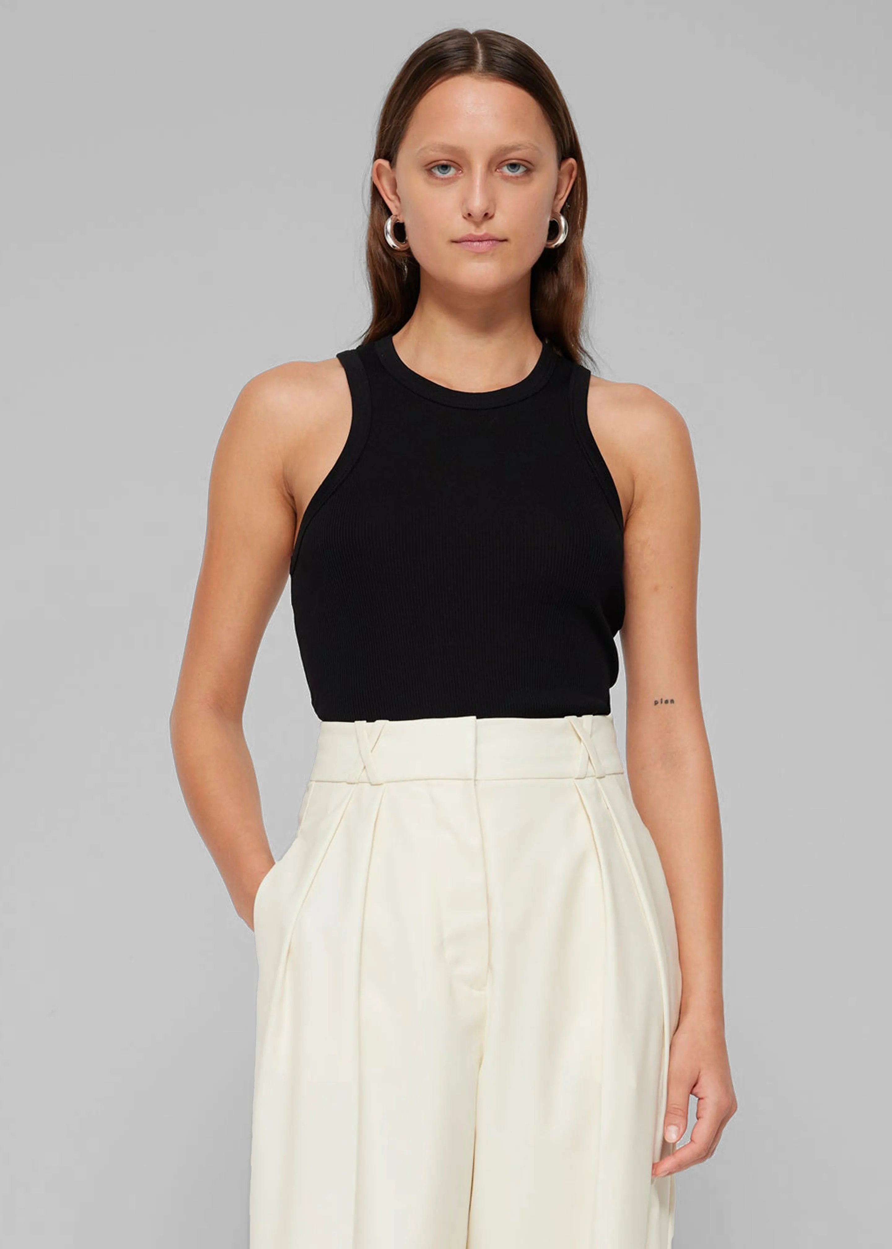 Róhe Cotton Rib Tank Top - Noir sold by Frankie Shop product image thumbnail 4