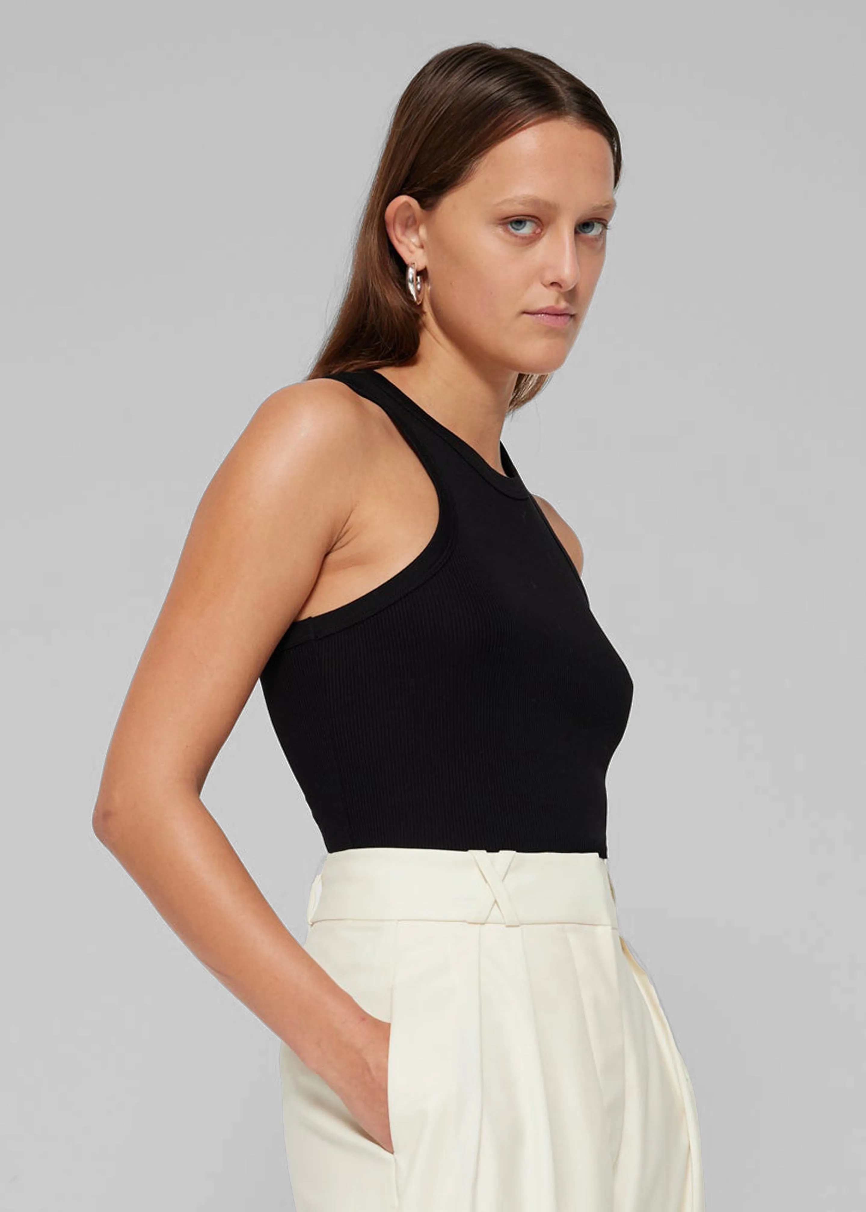 Róhe Cotton Rib Tank Top - Noir sold by Frankie Shop product image thumbnail 3