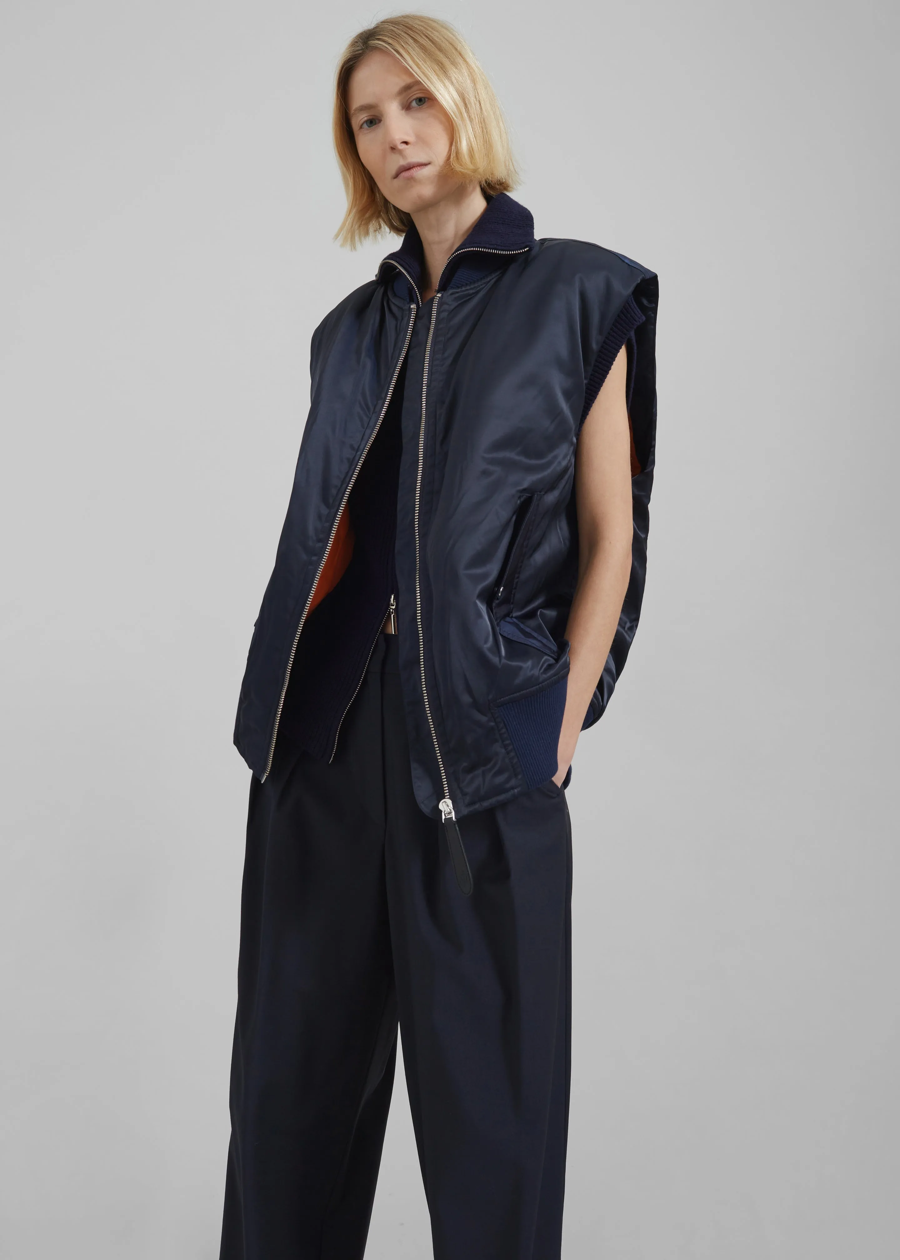 JW Anderson Sleeveless Bomber Jacket - Navy sold by Frankie Shop product image thumbnail 4