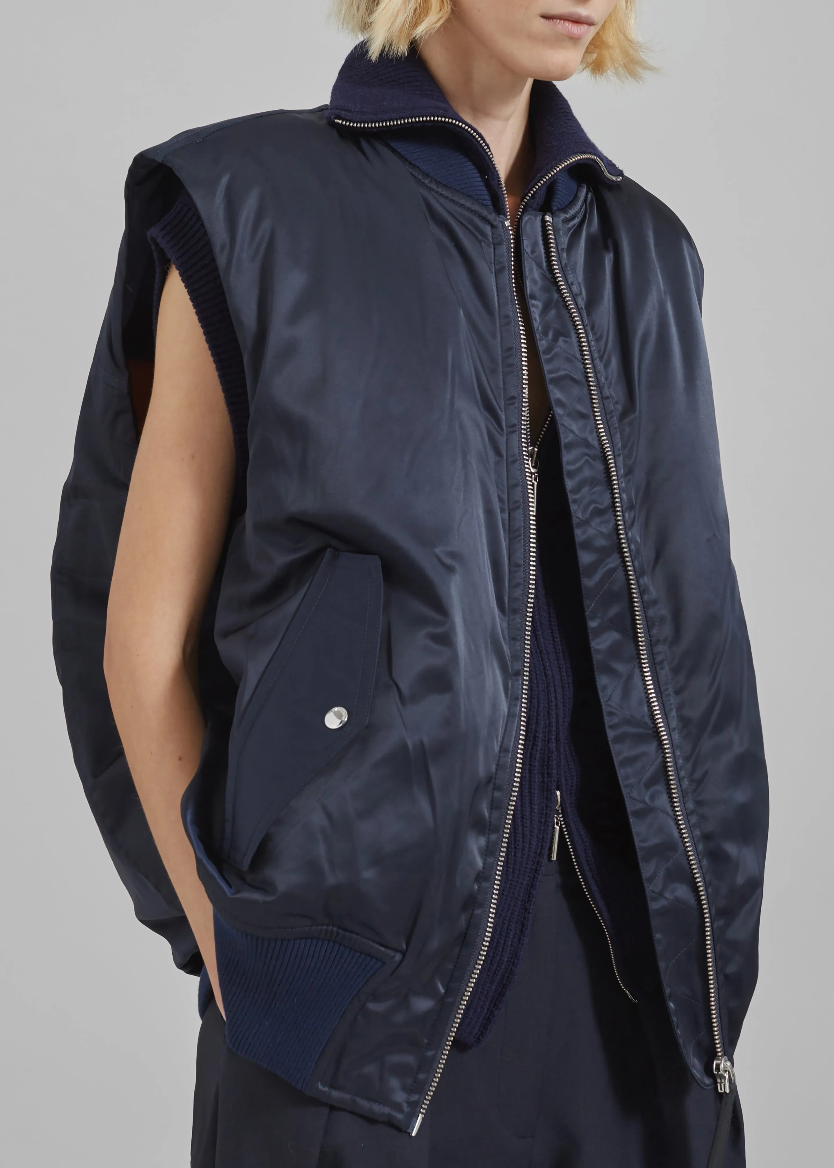 JW Anderson Sleeveless Bomber Jacket - Navy sold by Frankie Shop product image thumbnail 3