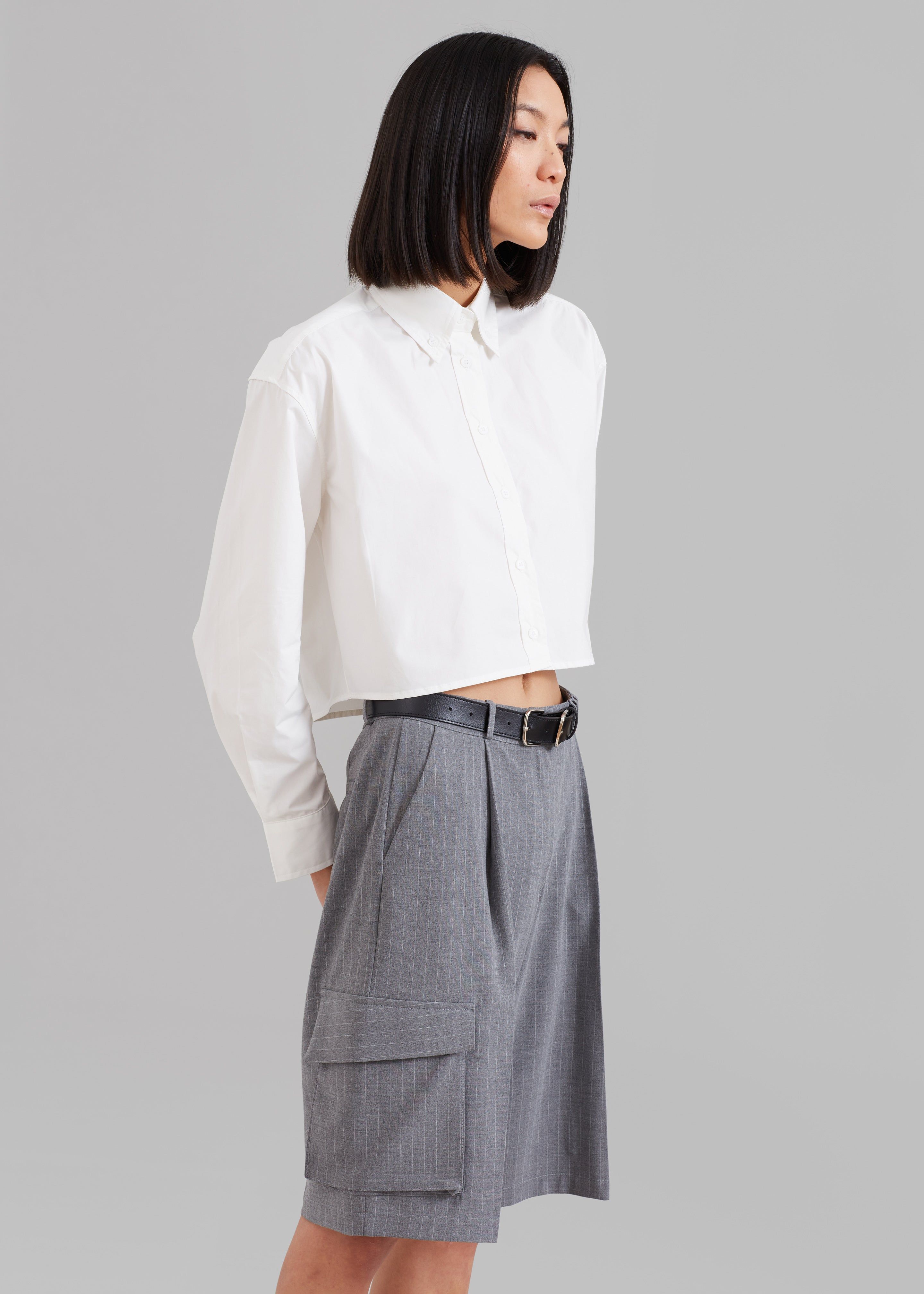 Omoka Cargo Trouser Shorts - Grey Pinstripe sold by Frankie Shop product image thumbnail 8