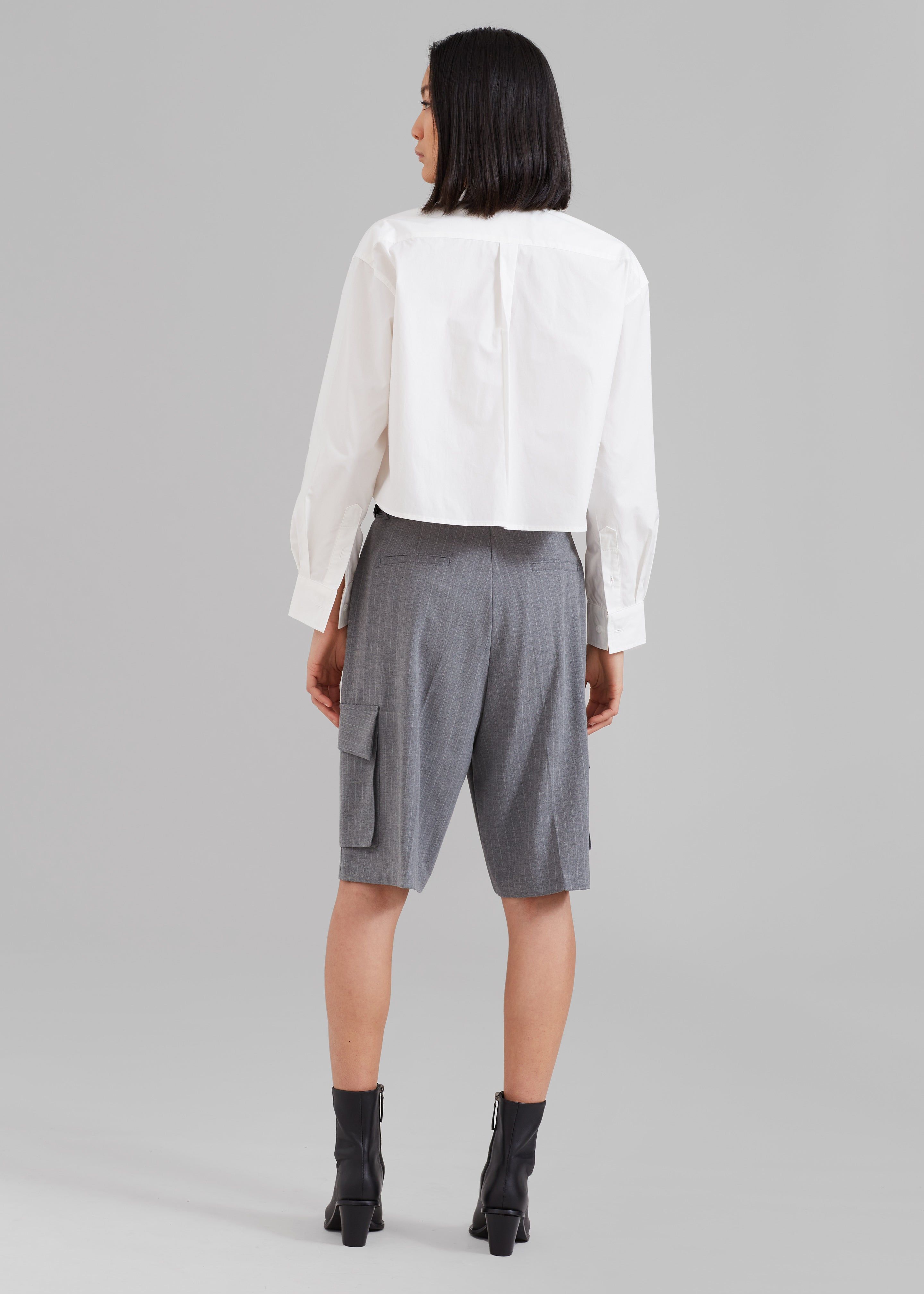 Omoka Cargo Trouser Shorts - Grey Pinstripe sold by Frankie Shop product image thumbnail 12