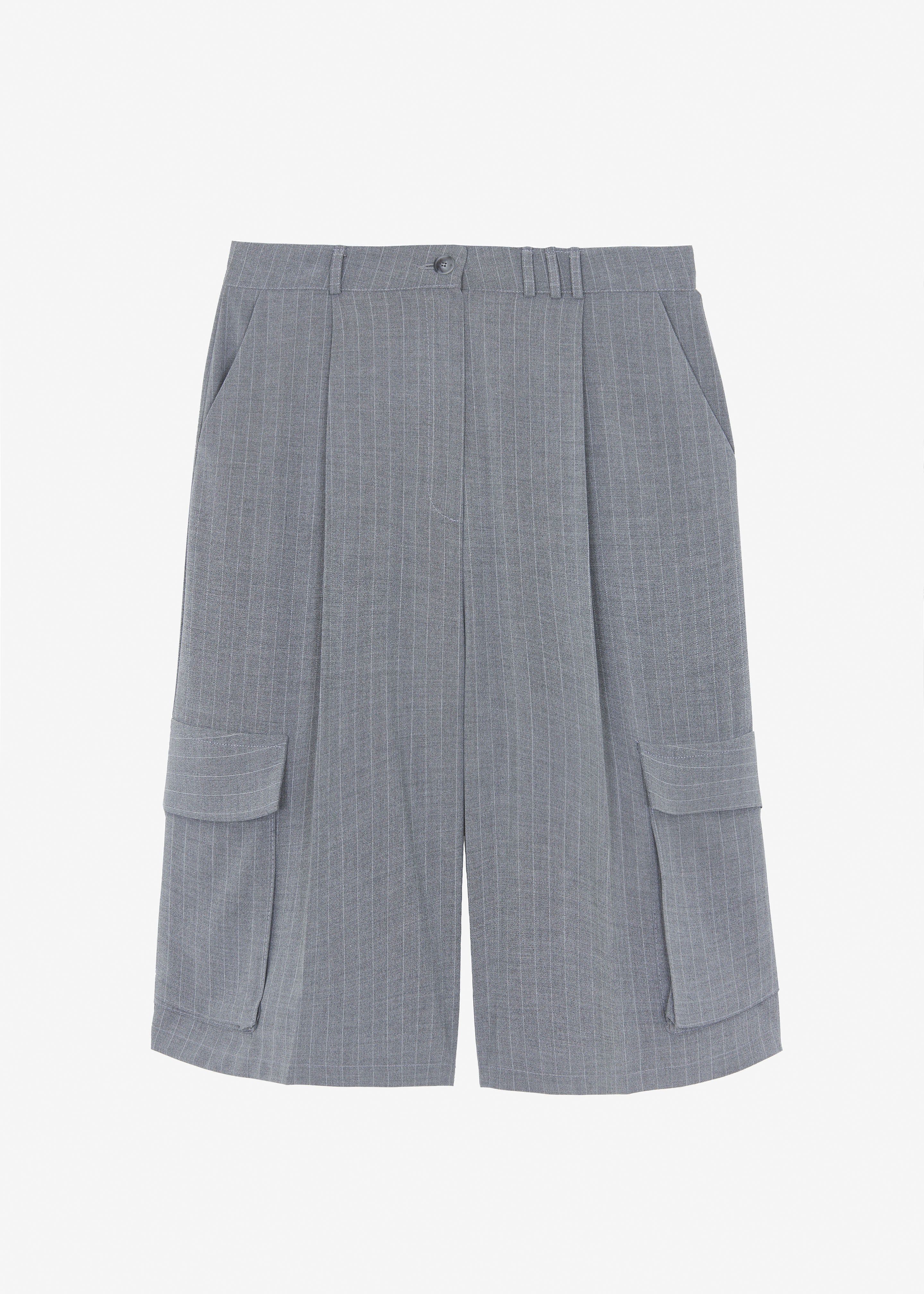 Omoka Cargo Trouser Shorts - Grey Pinstripe sold by Frankie Shop product image thumbnail 13