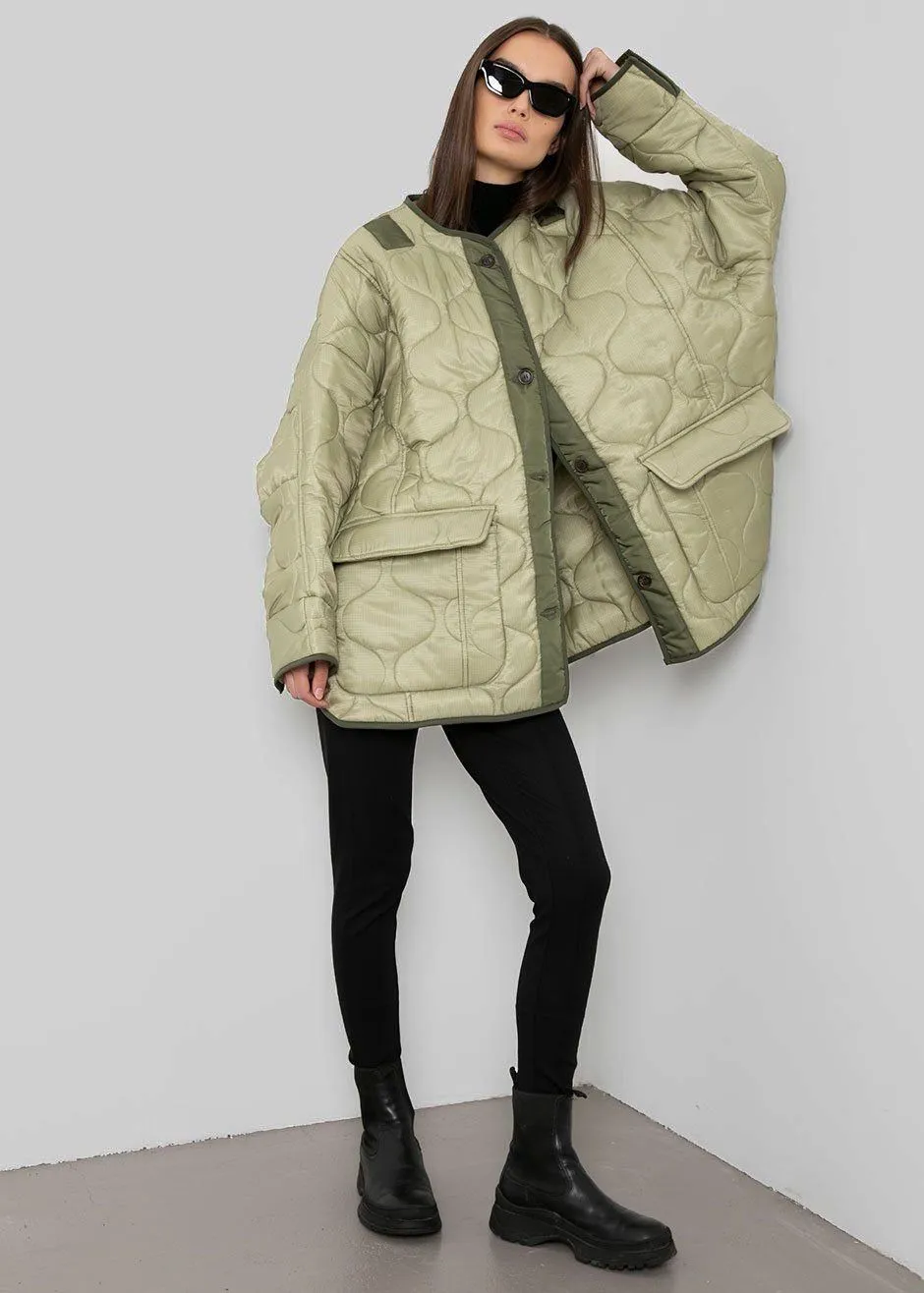 Teddy Quilted Jacket - Moss Green sold by Frankie Shop