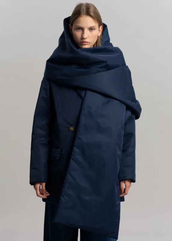 Loulou Studio Dorotea Padded Scarf - Navy made by Frankie Shop