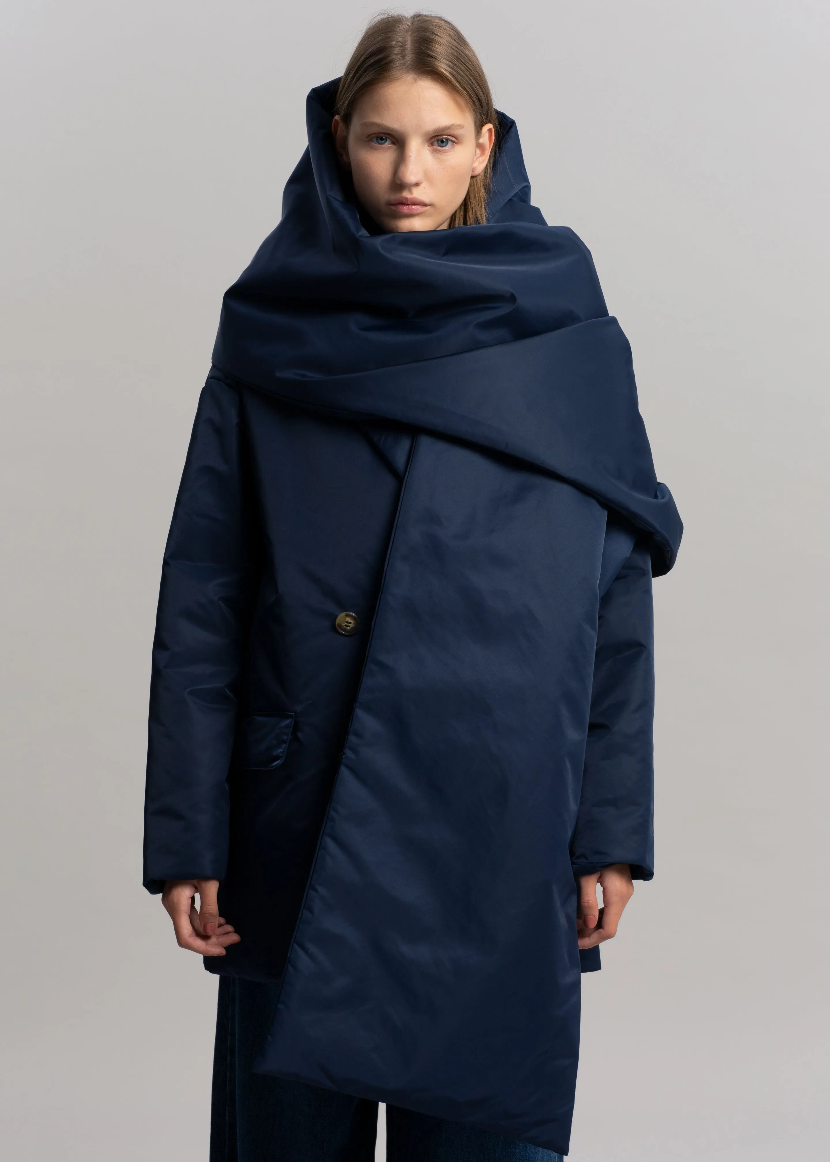 Loulou Studio Dorotea Padded Scarf - Navy sold by Frankie Shop